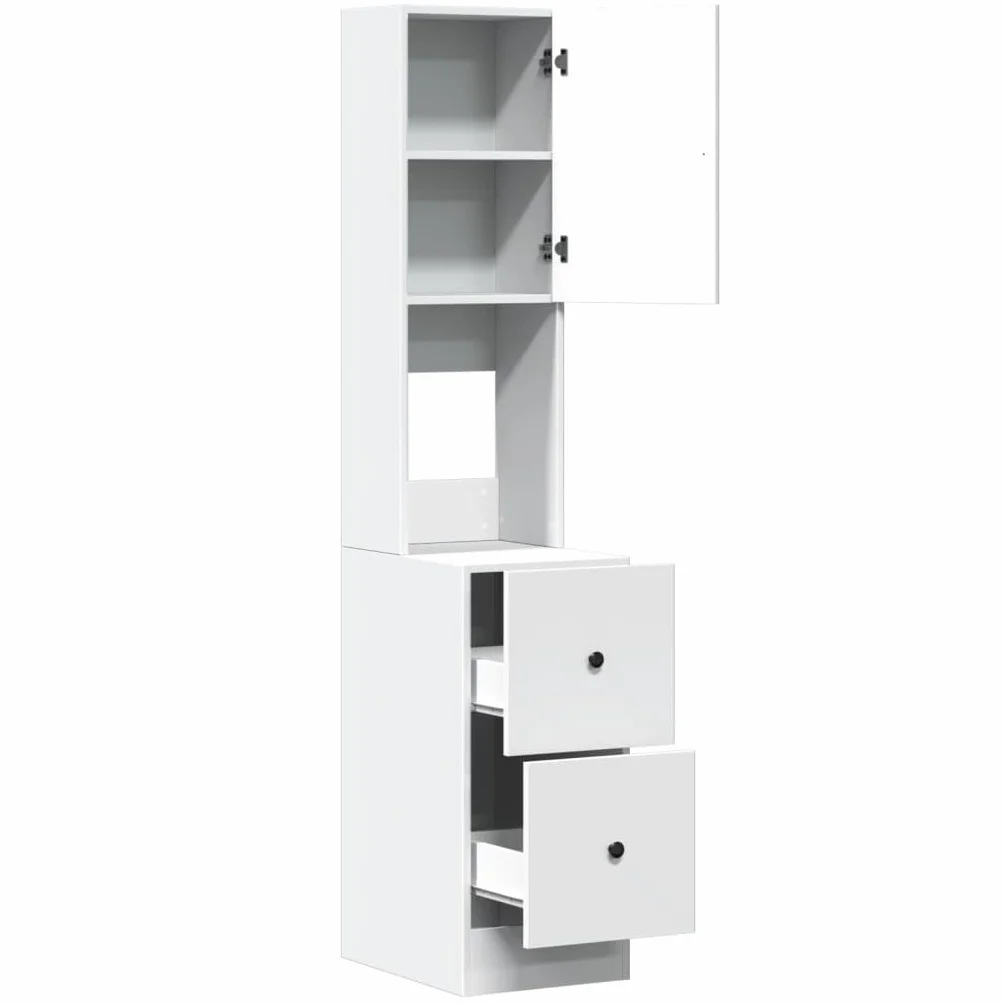 vidaXL Mueble de Cocina Madera de ingeniería Blanco 35x50x180 cm, Armario de Cocina, Armario con cajón, Armario de almacenaje de Cocina