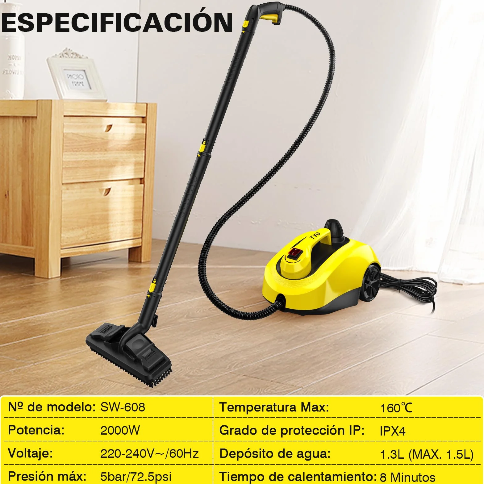 TVD Limpiador de vapor para muebles tapizados 5 m cable