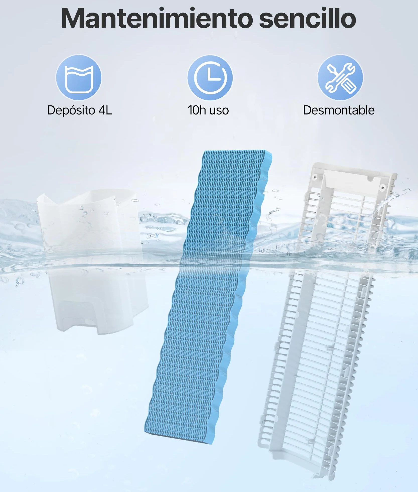 Climatizador Evaporativo Portátil- Alternativa al Aire Acondicionado Portatil Enfriador de Aire Silencioso,3 Modos, Temporizador 12H, Mando, Función Aroma, Blanco
