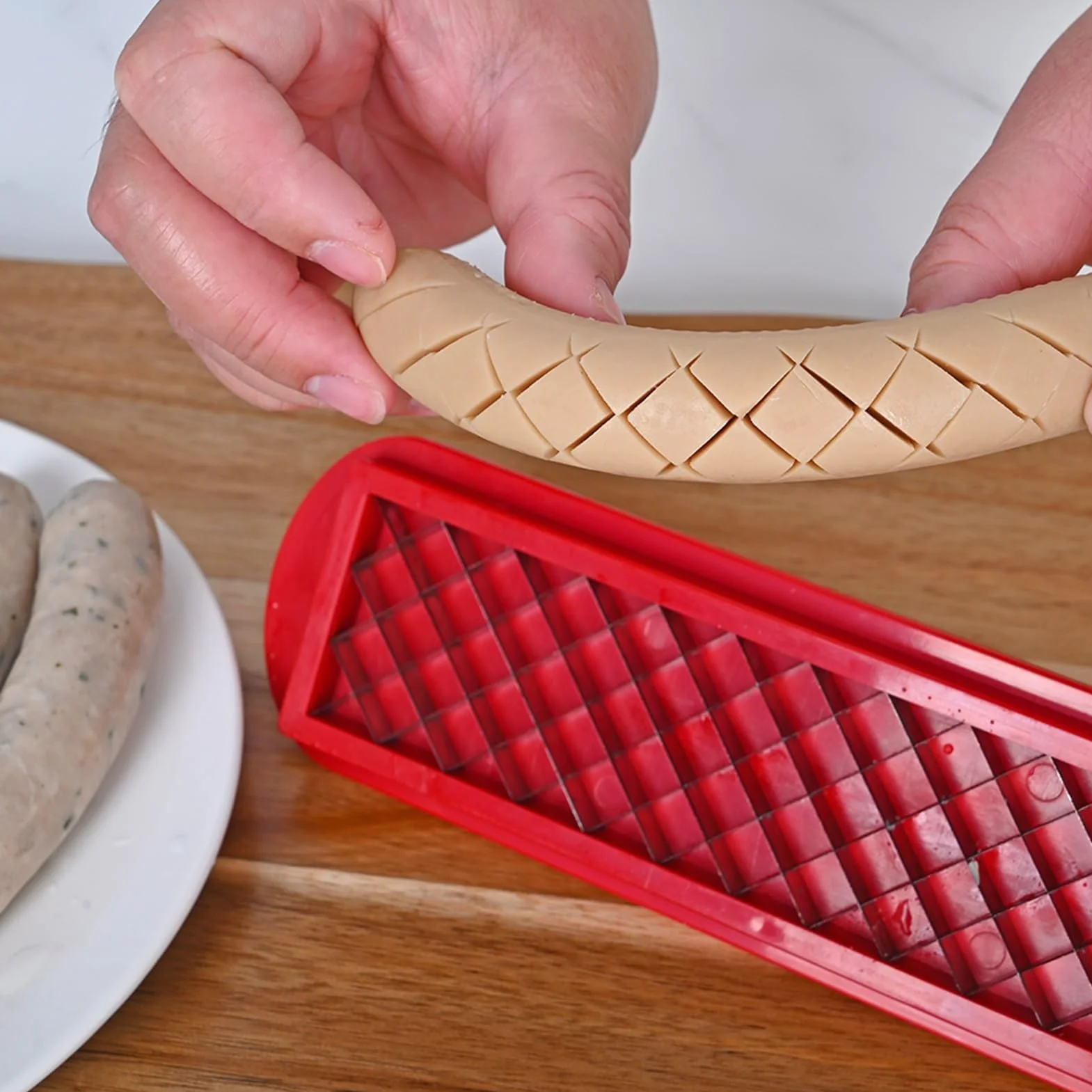 Cortador De Perros Calientes - Cortador De Hot Dogs Hot Dog De Espiral, Helicóptero De Jamón Compacto | Herramienta Livianas De Caza De Salchichas Roja Con Agarre, Dispositivo De Barbacoa Multipropósi
