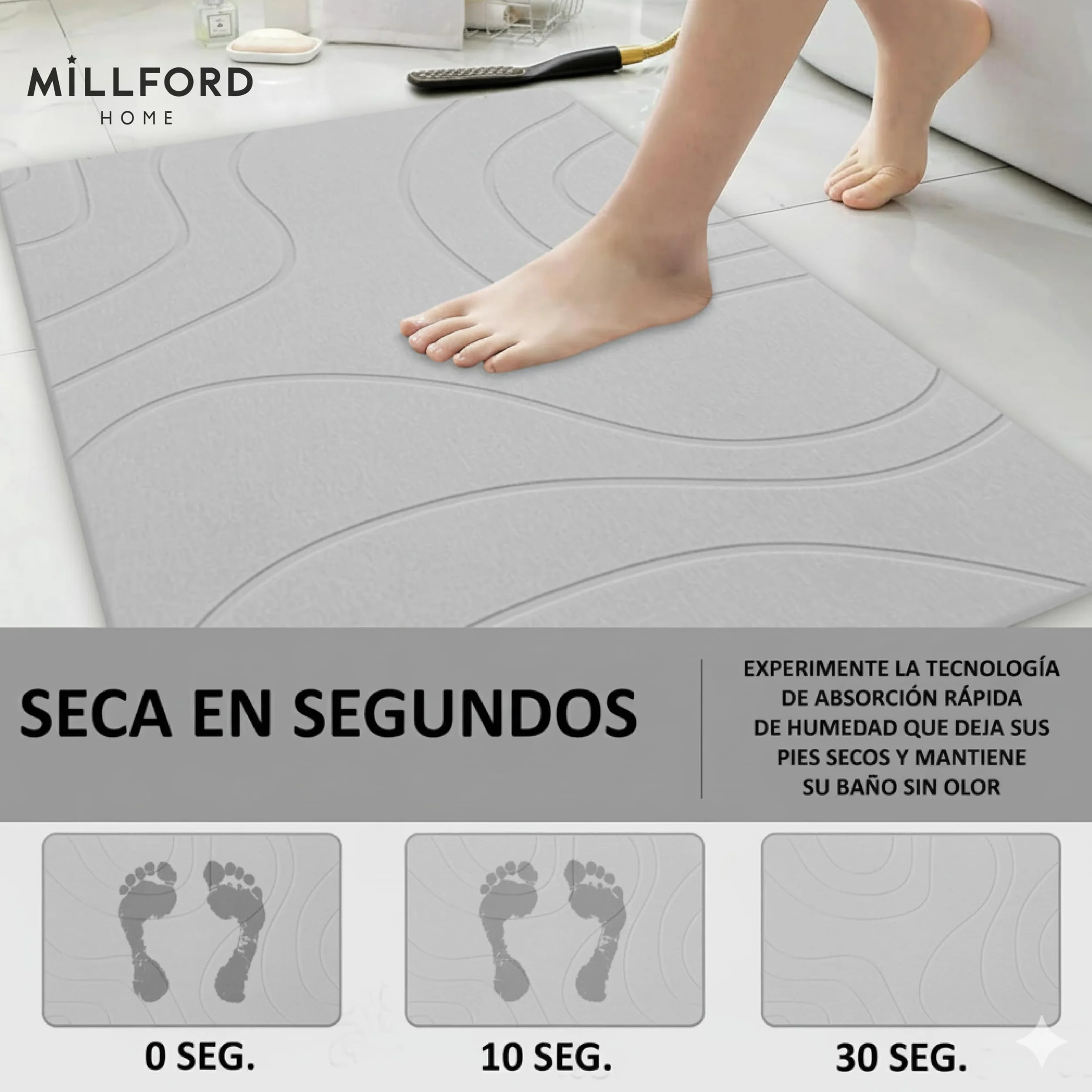 Alfombrilla de baño Antideslizante de Piedra diatomita Premium | Alfombra Absorbente de Ducha de Secado rápido, ecológica, antibacteriana