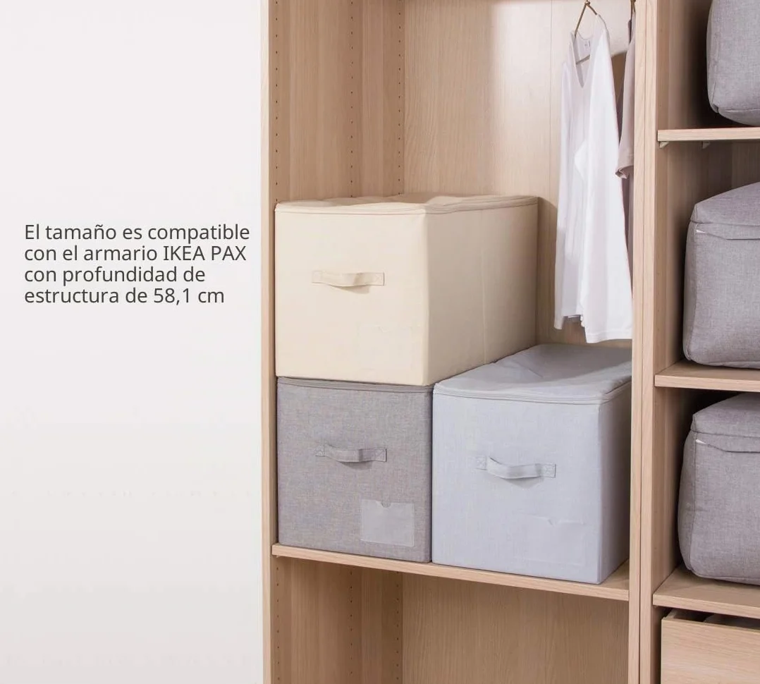 iwill CREATE PRO 56x32x33 cm cesta de almacenamiento plegable grande para armario con tapa lavable beige