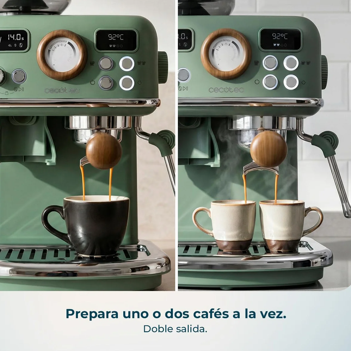 Cecotec Cafetera Express Manual Power Espresso 20 Tradizionale Grind. 1500W, Molinillo 20 Niveles, 20 Bares, PID, Thermoblock, Steamer, Cold Brew, Café Recién Molido con Crema Perfecta