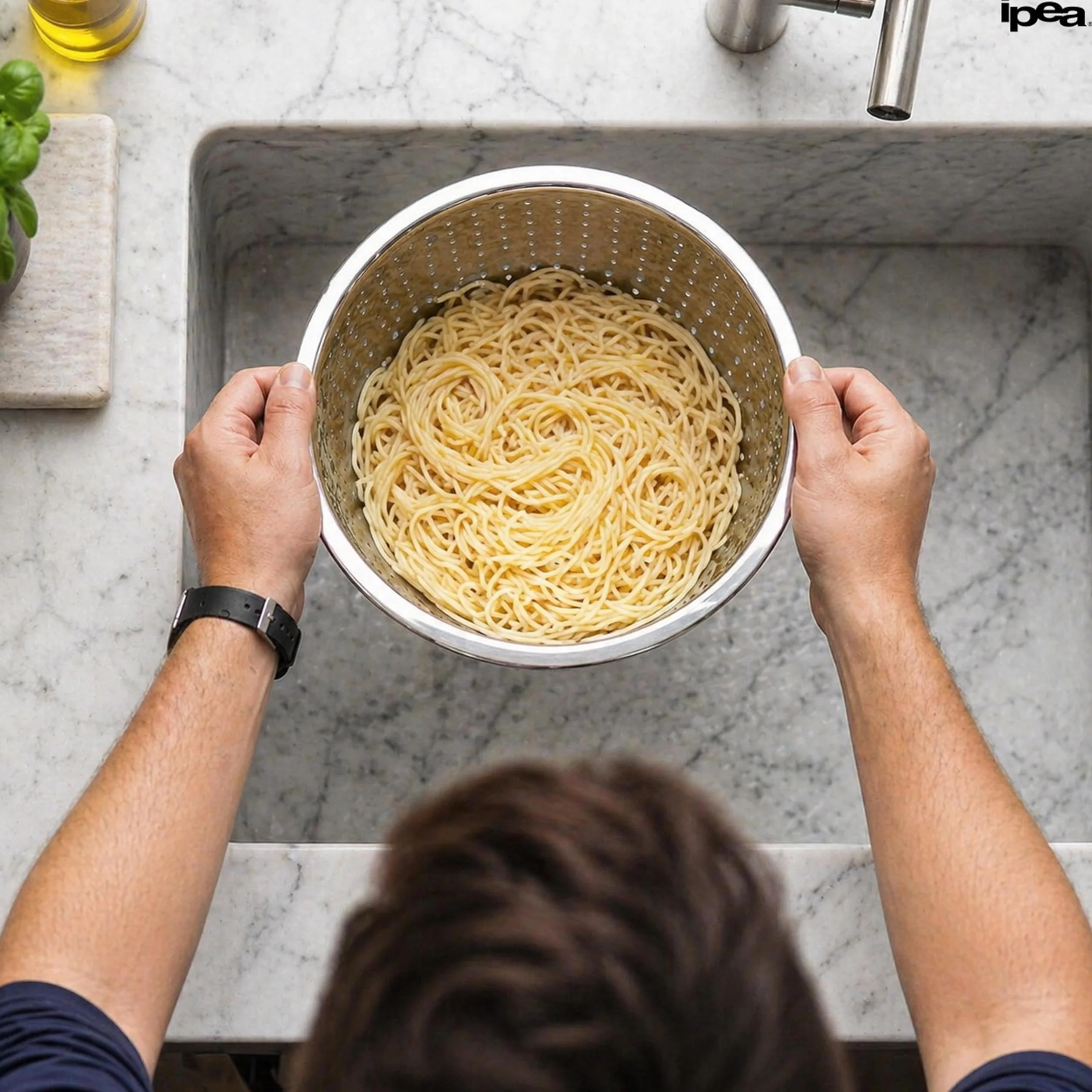 IPEA Escurridor de Acero Inoxidable 24 cm Colador Profesional para Pasta, Frutas y Verduras