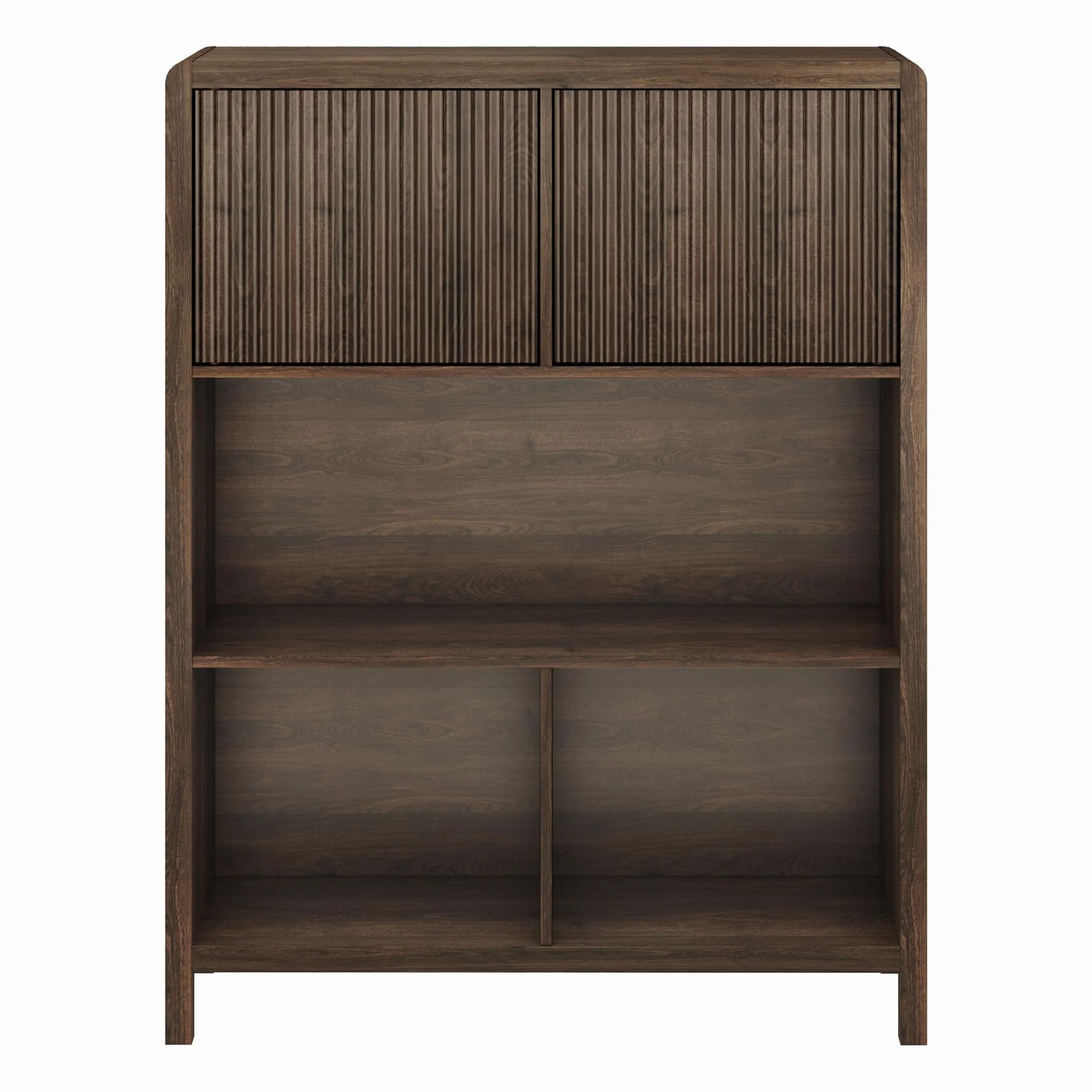 [en.casa] Aparador Alto Lukkodso con Compartimentos Mueble Auxiliar con 2 Puertas Variables Rectangular Armario Multiusos 103 x 80 x 28 cm - Efecto Nogal