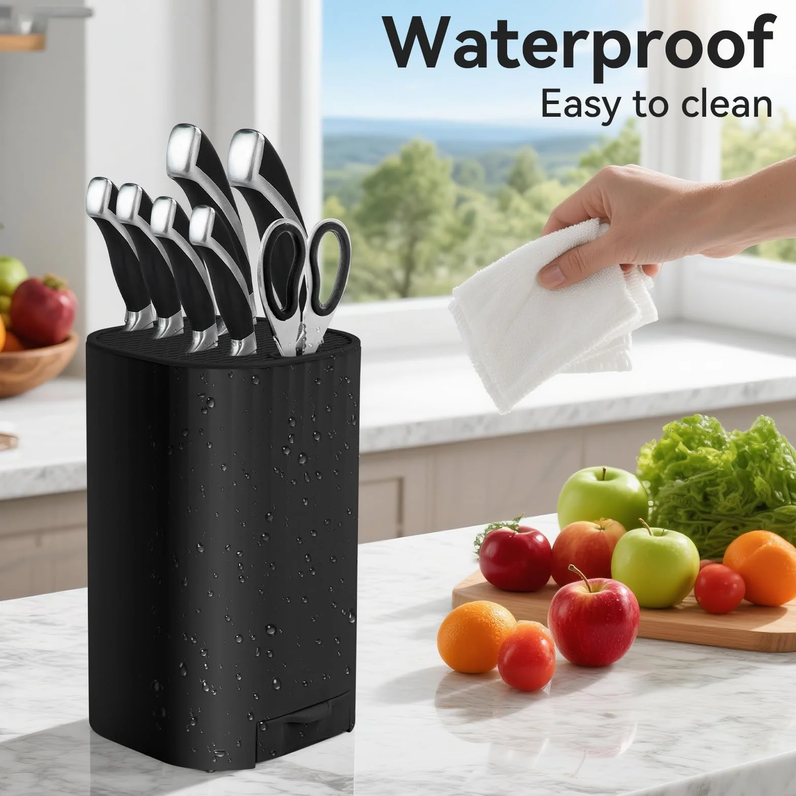 Bloque para Cuchillos sin Cuchillo, Porta Cuchillos Cocina con Piedra de Afilar, Universal Soporte Cuchillo Desmontable