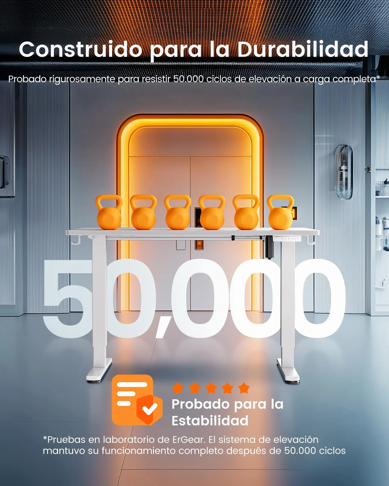 ErGear Escritorio Elevable Eléctrico 160x80 cm Blanco con Panel Inteligente de 4 Memorias
