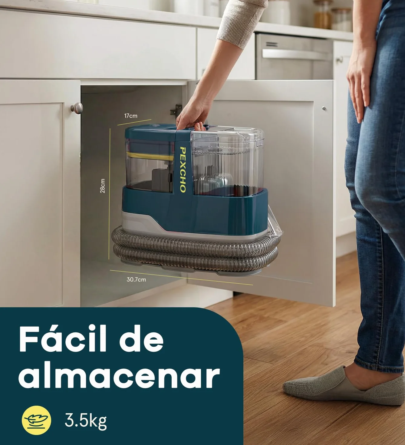 PEXCHO Limpiador de Tapicerias 18kPa Aspiradora de Agua Tapiceria 650W Maquina Limpia Tapicerias para Sofas Alfombras Coche Colchones y Mascotas con Autolimpieza,Depositos Extraibles,Tubos flexibles