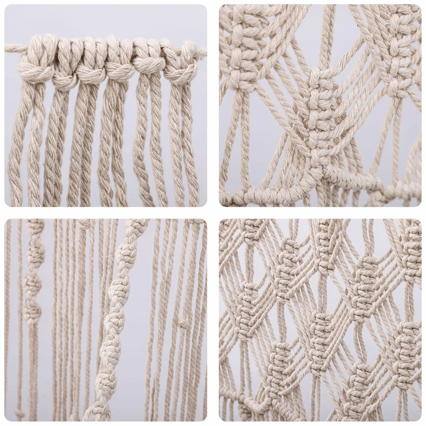 ANBOO Tapiz de pared de macramé, decoración bohemia, hecho a mano, tejido bohemio, macramé, cortina para puerta de fondo de boda, cortinas de ventana, 203 cm (largo) x 74 cm (ancho)