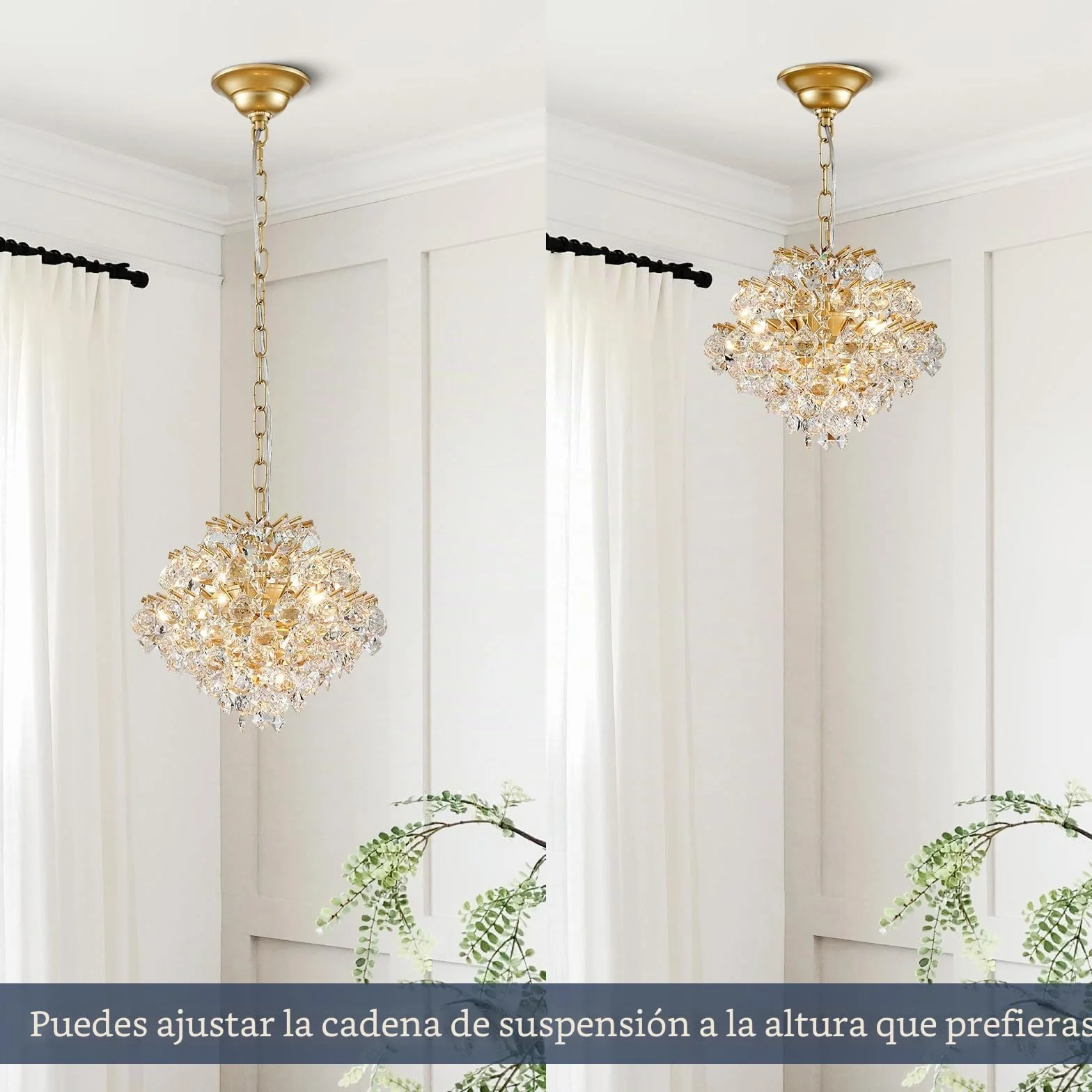 BESTIER Oro Colgante Moderno Candelabro Cristal Iluminación de Gota de Lluvia Lámpara de Techo Lámpara para Comedor Baño Dormitorio Sala de estar 4 bombillas G9 Requeridas D28cm x H30cm