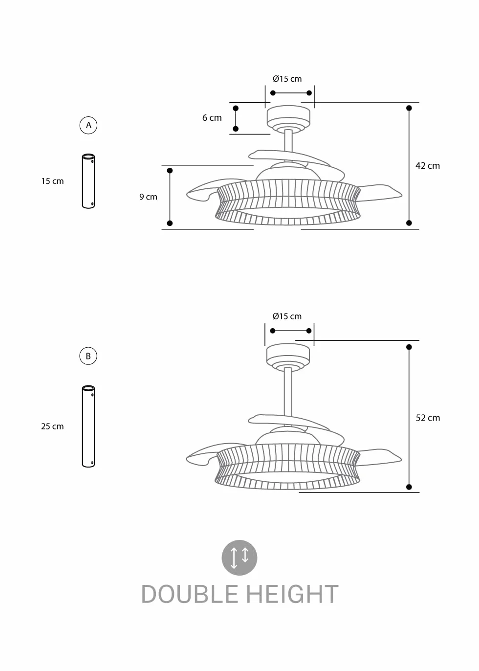 CREATE / WIND CLEAR/Ventilador de techo con luz blanco y mimbre nudo con mando / 40W, Ø108 cm, 6 velocidades, aspas retráctiles, 3 temperaturas de luz, función verano-invierno