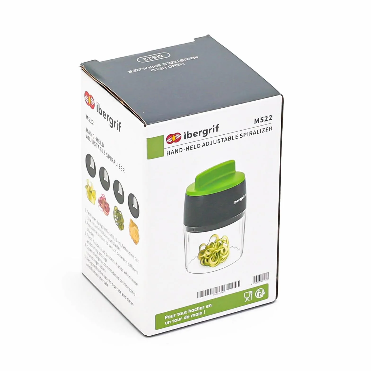Ibergrif M522 Espiralizador de Verduras 4 en 1 Cortador Calabacin Libre de BPA