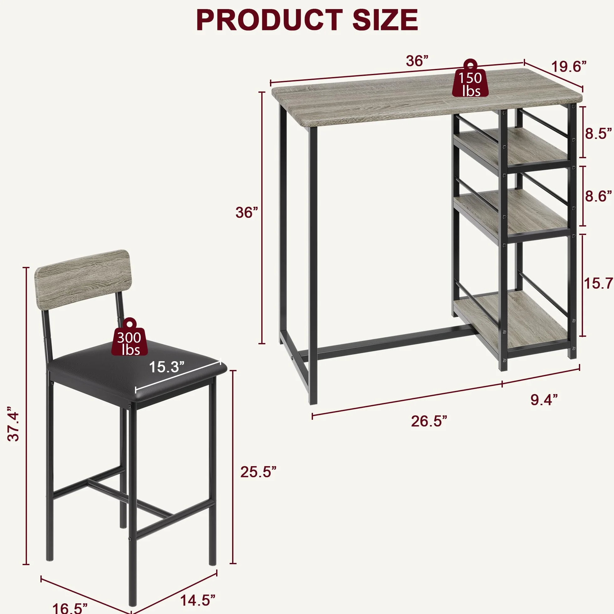 1 Caja de Muebles de Salón, Mesa de Bar con Taburetes de Diseño Elegante y Duradero, Espacios Modernos y Acogedores, Ideal para Uso en Hogar y Negocios