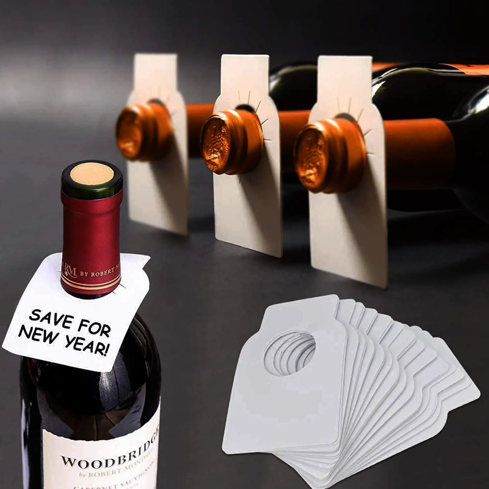 200Pcs Etiquetas para Botellas de Vino, Plástico, Blancas, para Champán y Bebida