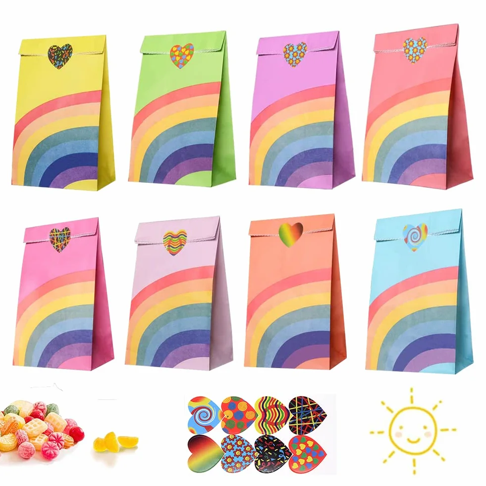 Gintan 40 Pcs Bolsa de Regalo, Bolsas Regalo Papel con Pegatina para Niños Suministros Fiesta de Cumpleaños
