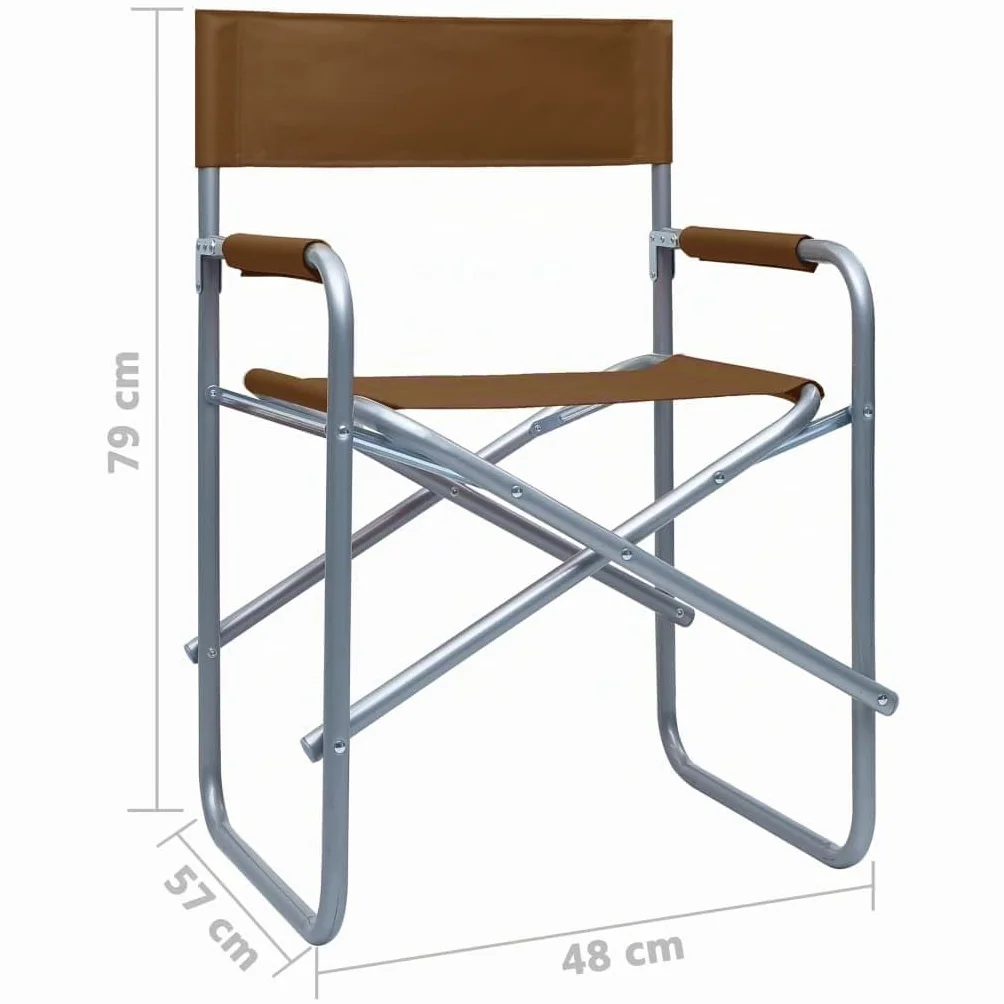 vidaXL 2X Sillas de Director Asientos Balcón Casa Hogar Muebles Mobiliario Decoración Bricolaje Sofás Sillones Mesas Butaca Acero Marrón