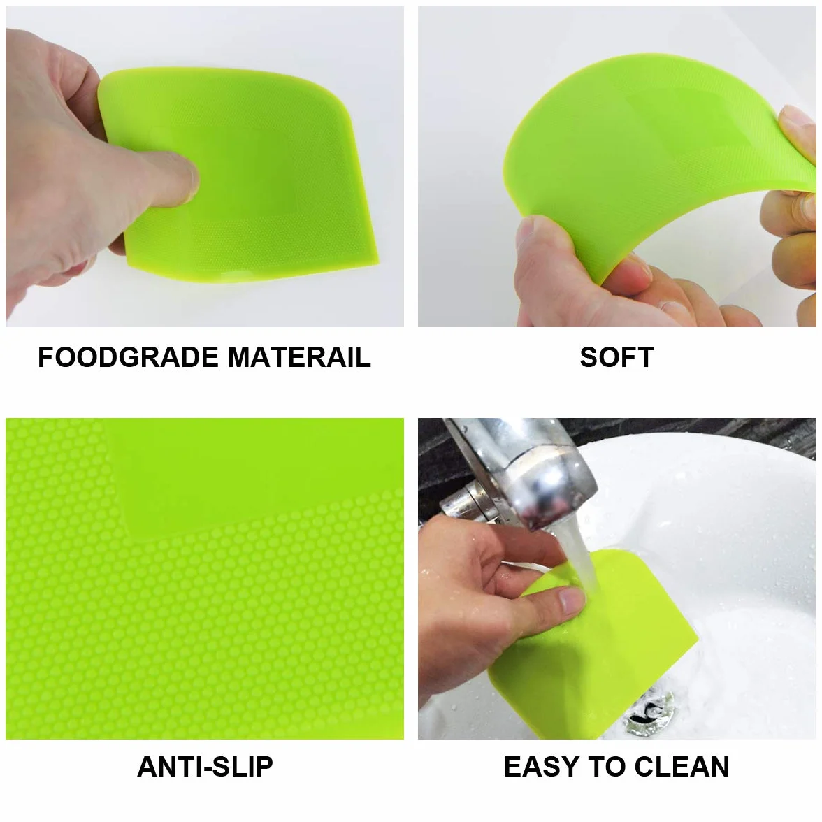 Vicloon 3PCS Raspador de Masa de Plástico y Inoxidable Rasqueta Cortadora de Cuenco para la Crema de Mantequilla para Hornear Pasteles de Pan