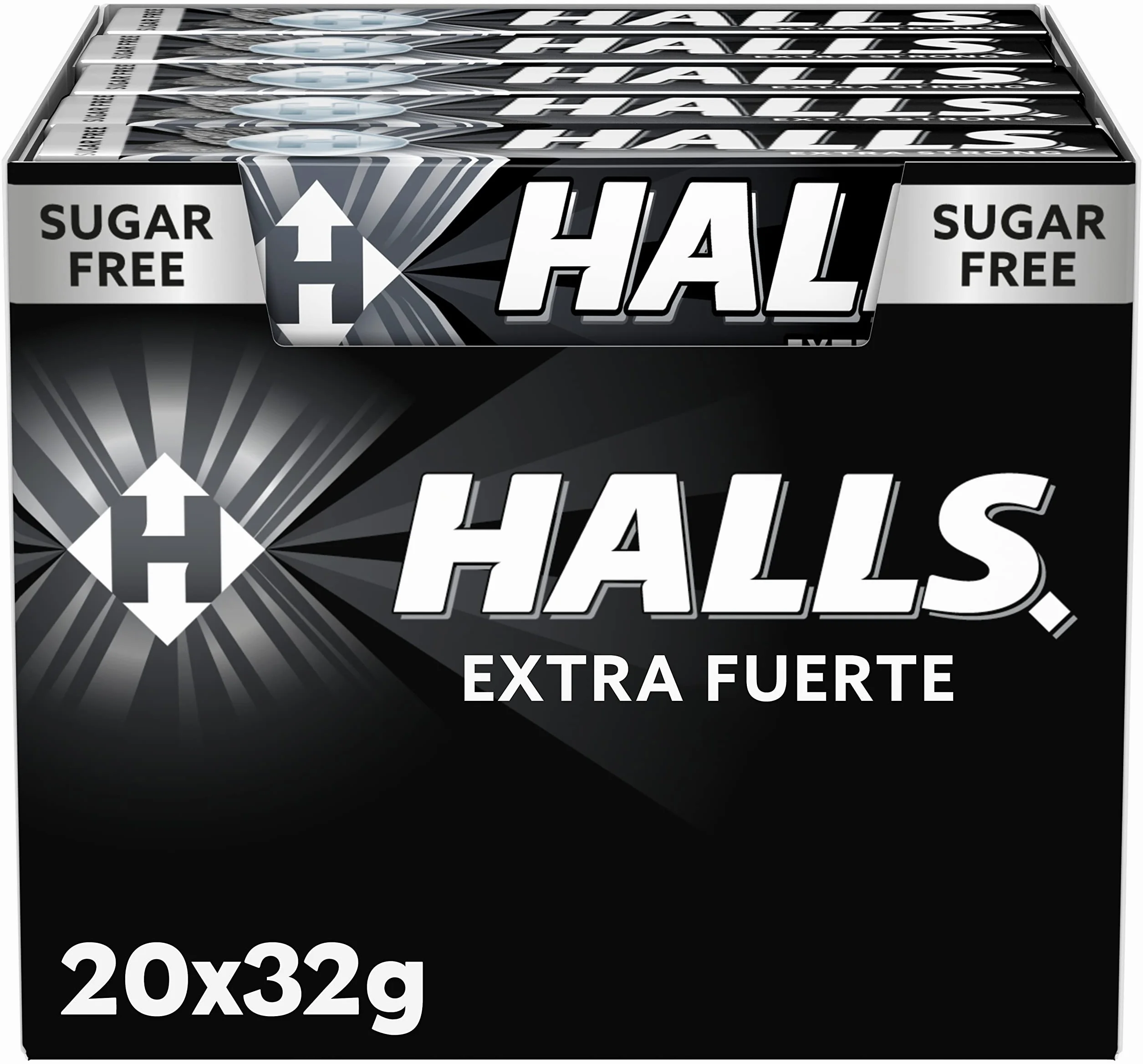 Halls Menta Fuerte Caramelo Sin Azúcar Caja 20 Sticks 32 g