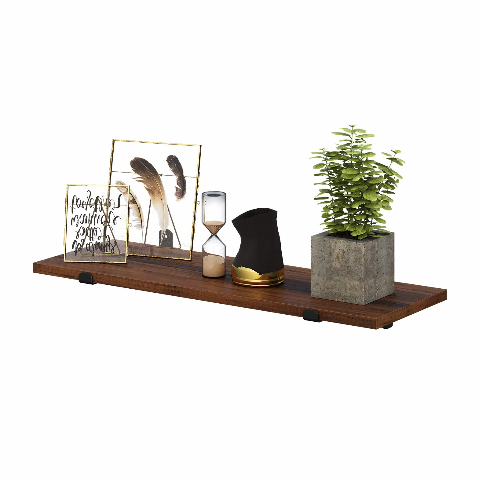 SONGMICS Estante de Pared Flotante Juego de 2 20x60x7 cm 10 kg Marrón Rústico y Negro Tinta LWS04NB