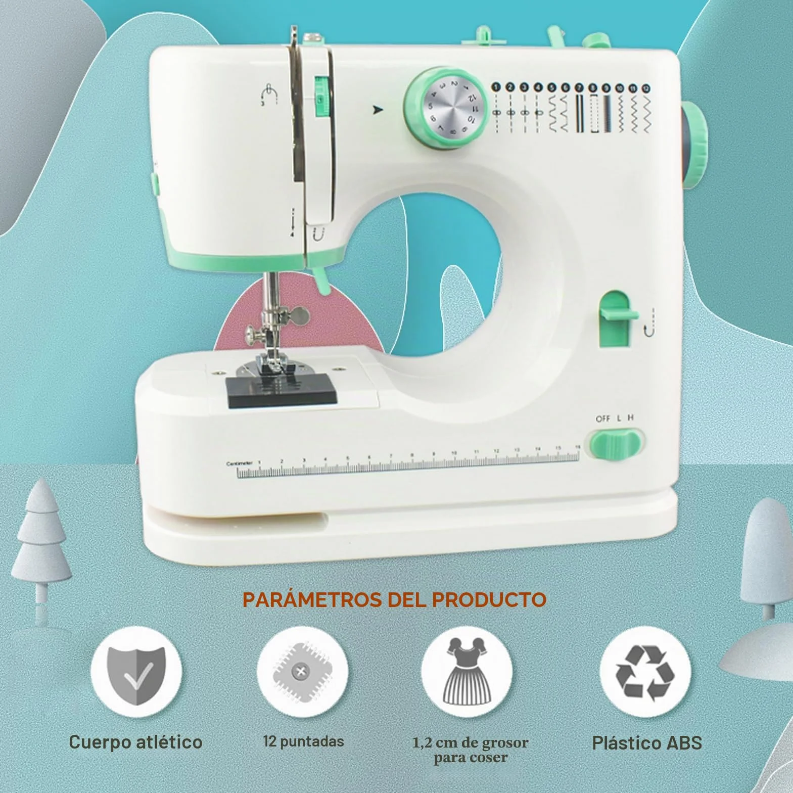 520 MáQuina De Coser PortáTil, MáQuina De Coser MultifuncióN Para Principiantes Y Profesionales, 12 Tipos De Puntadas Diferentes Con Pedal, Con Kit De Costura Para Principiantes & Hogar