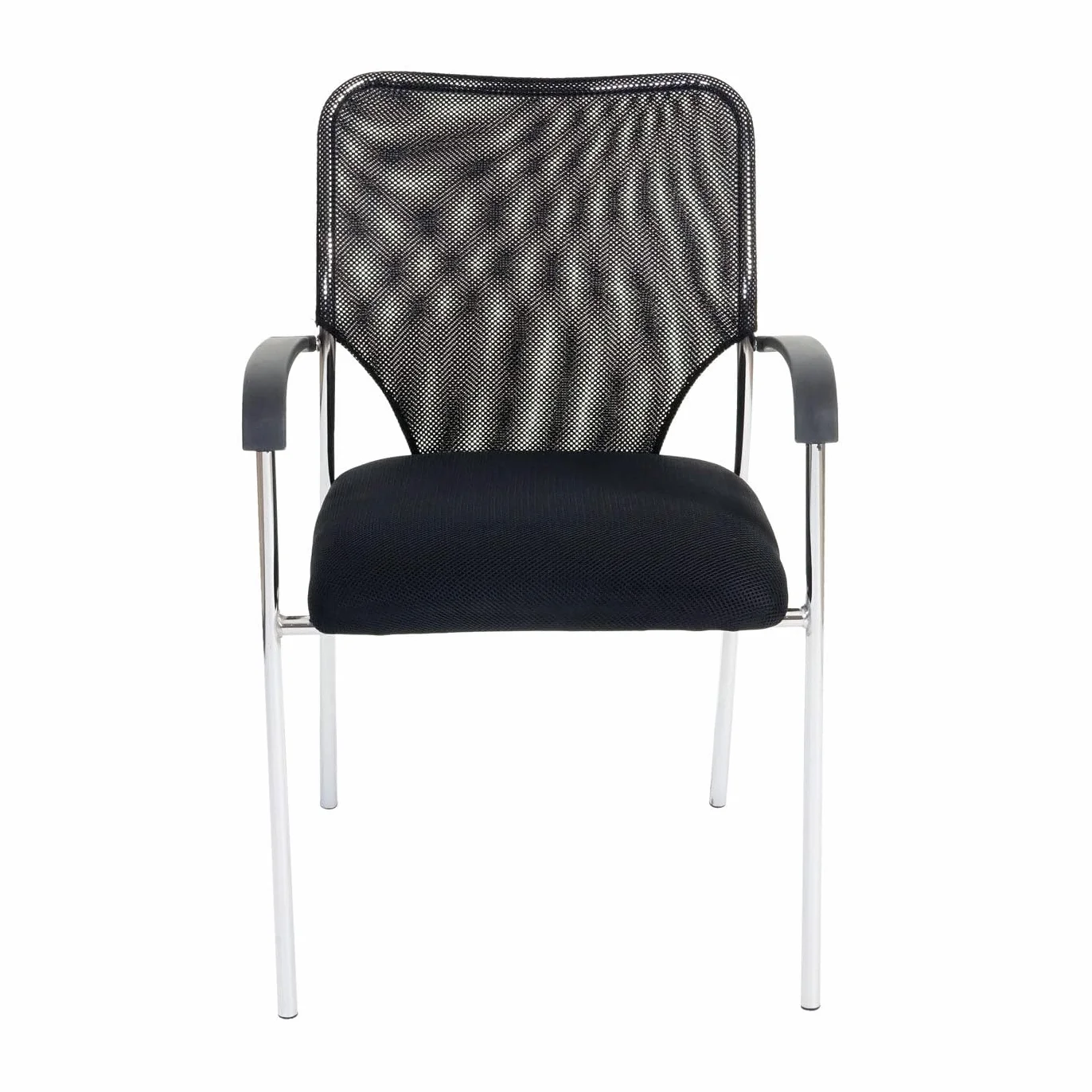 Juego de 2 sillas de visitante para conferencias, apilable de tela, textil, color negro 04_0000279
