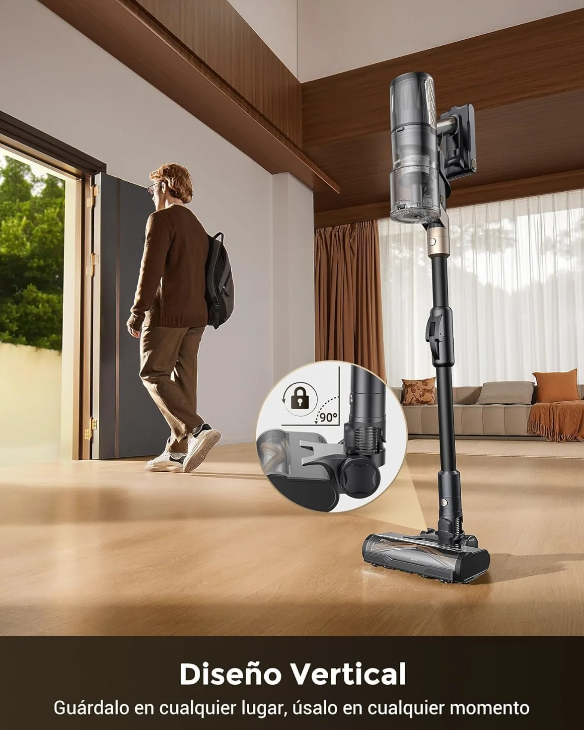 Proscenic P20+ Aspiradora fregadora sin Cable 70Mins/70kPa/680W, Autoportante y Plegable, con Cepillo Anti-Enredo y Depósito de Agua, Escoba Aspiradora sin Cable para Pelo de Mascotas/Suelos/Alfombras