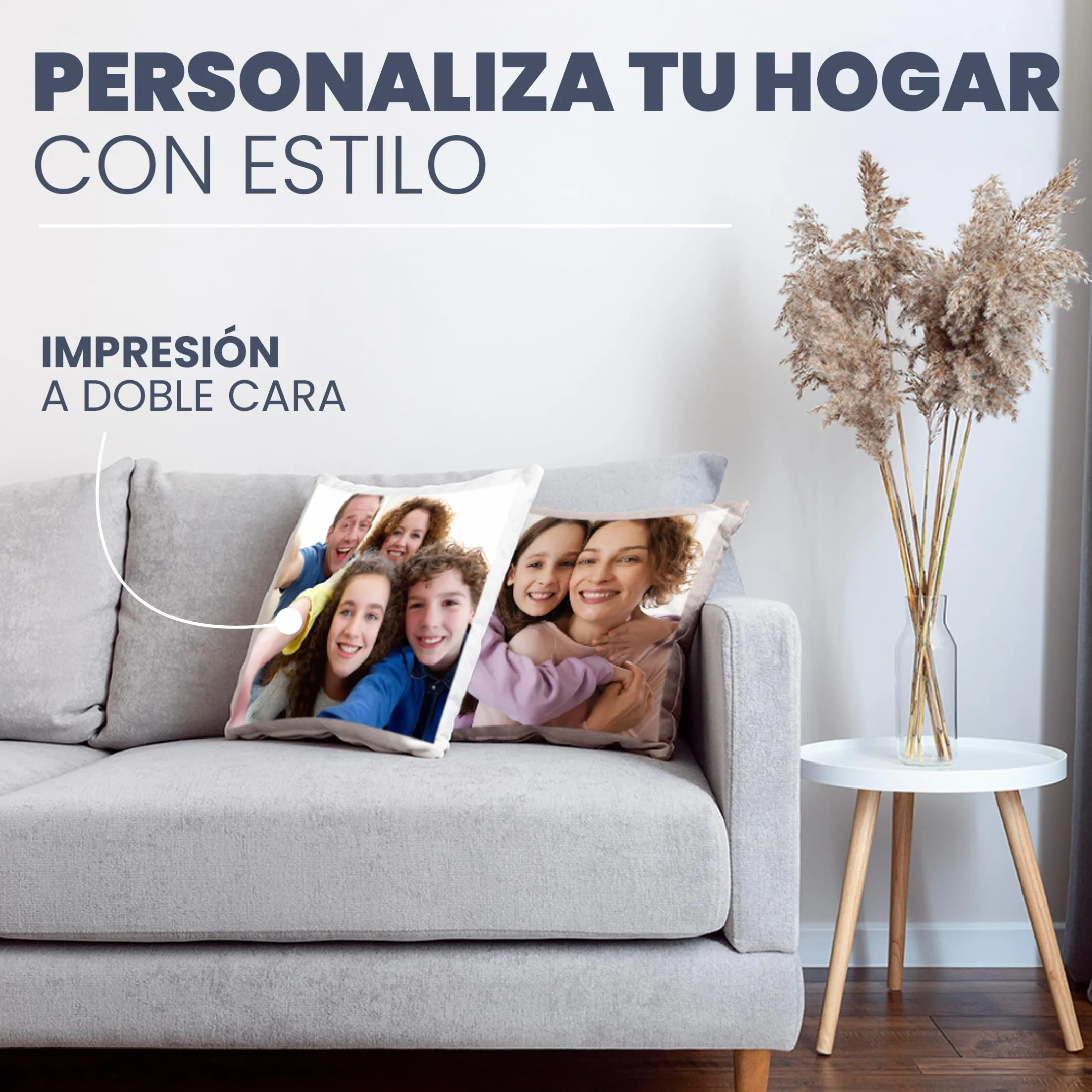Cojín Personalizado con Foto y Texto 2 Caras Tipo Lino Con Relleno