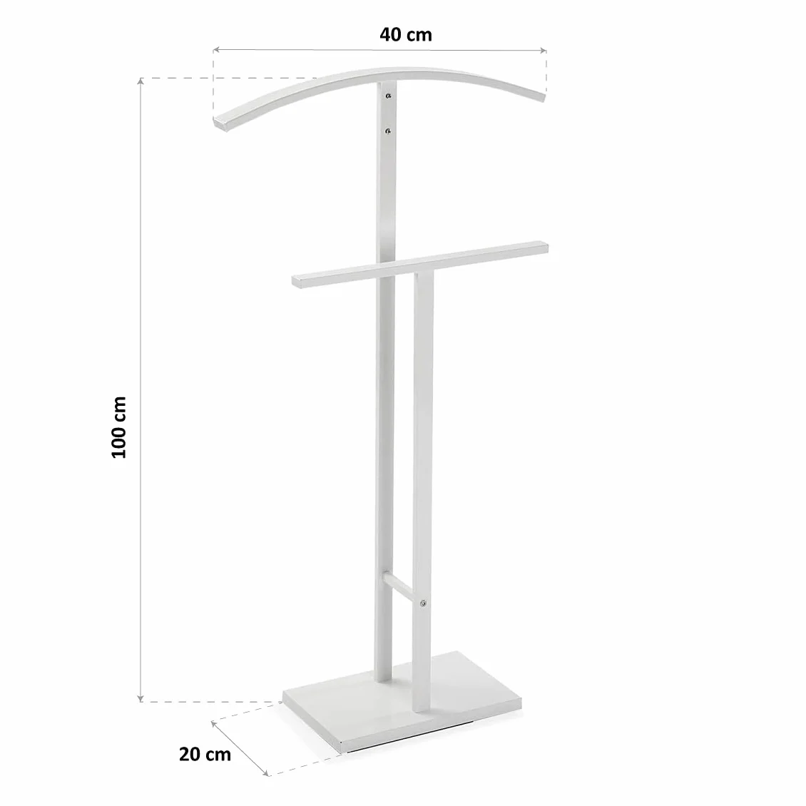 Versa Lund Galán de Noche Moderno Multifuncional con 2 Perchas, 100 x 20 x 52 cm, Acero, Blanco