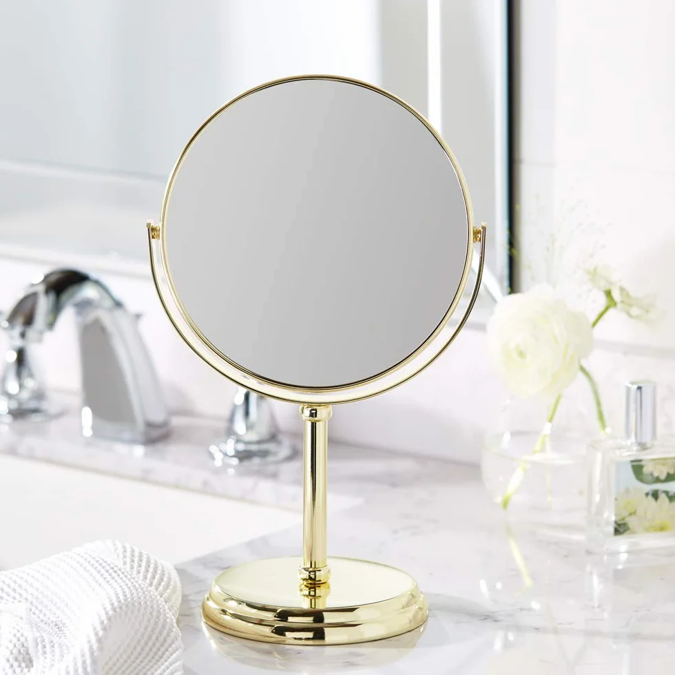 Amazon Basics Redondo Montaje en Mesa, Vanity Mirror, 18.3 x 12.5 x 30 cm, Dorado, 7.2 L x 4.92 W centímetros