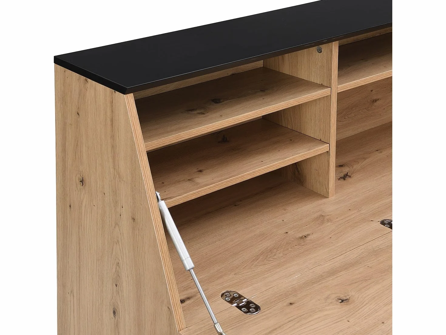Vente-unique Secretario con 2 Puertas - MDF - Natural y Negro - MALEDA