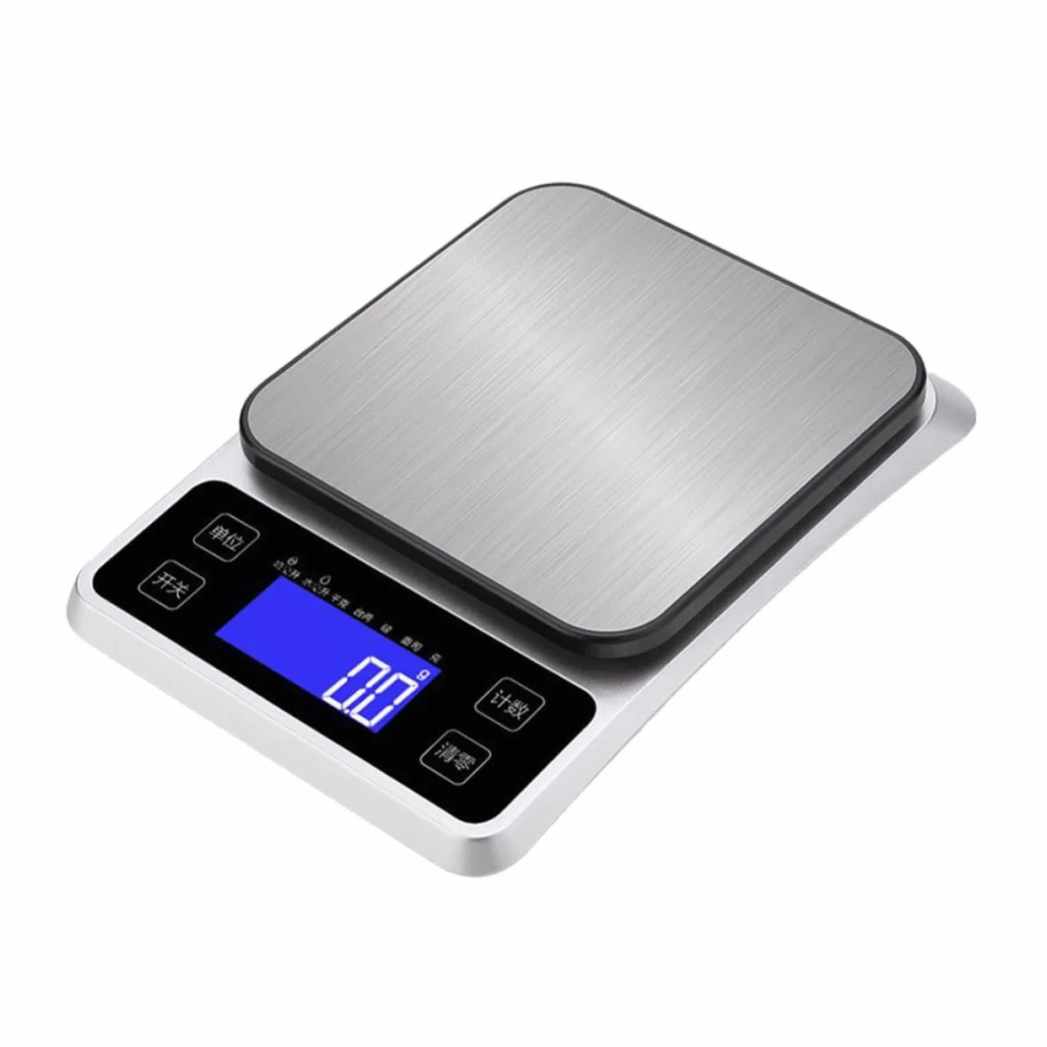 VICASKY Báscula Electrónica de Alta Precisión Plataforma de Acero Inoxidable para Pesar Alimentos y Capacidad de 5kg de Cocina y Uso Doméstico
