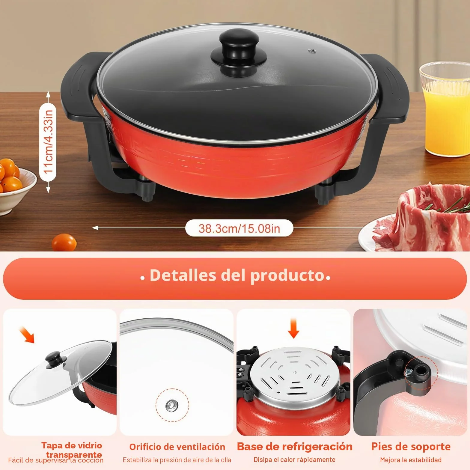 Olla caliente eléctrica 220 V 6 L antiadherente doble inducción china