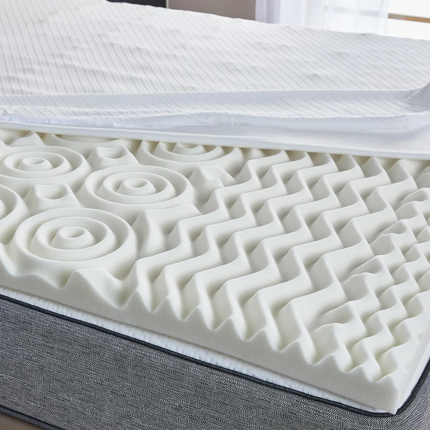Pikolin Home - Topper Viscoelástico de Hotel - Multizonas - Sobrecolchón Colchoncillo de Grosor 7 cm, para Cama de 150, Desenfundable y Transpirable, Cubre Colchón Viscoelástico, 150 x 190 cm