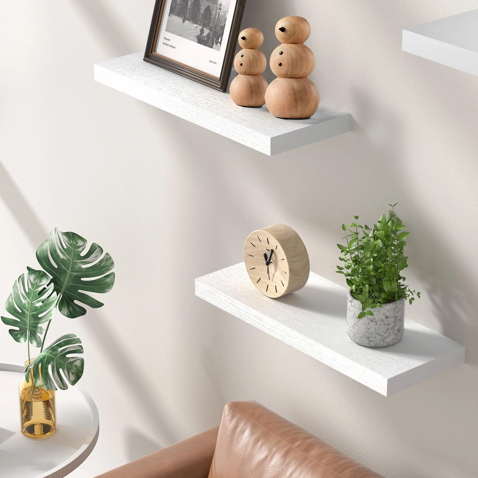 STOREMIC Estanteria Pared de 3 Niveles, Estante de Pared Blanco, Estantes Flotantes Fácil de Instalar, Baldas Pared Ideal para Dormitorio, Baño, Oficina en Casa, Sala de Estar