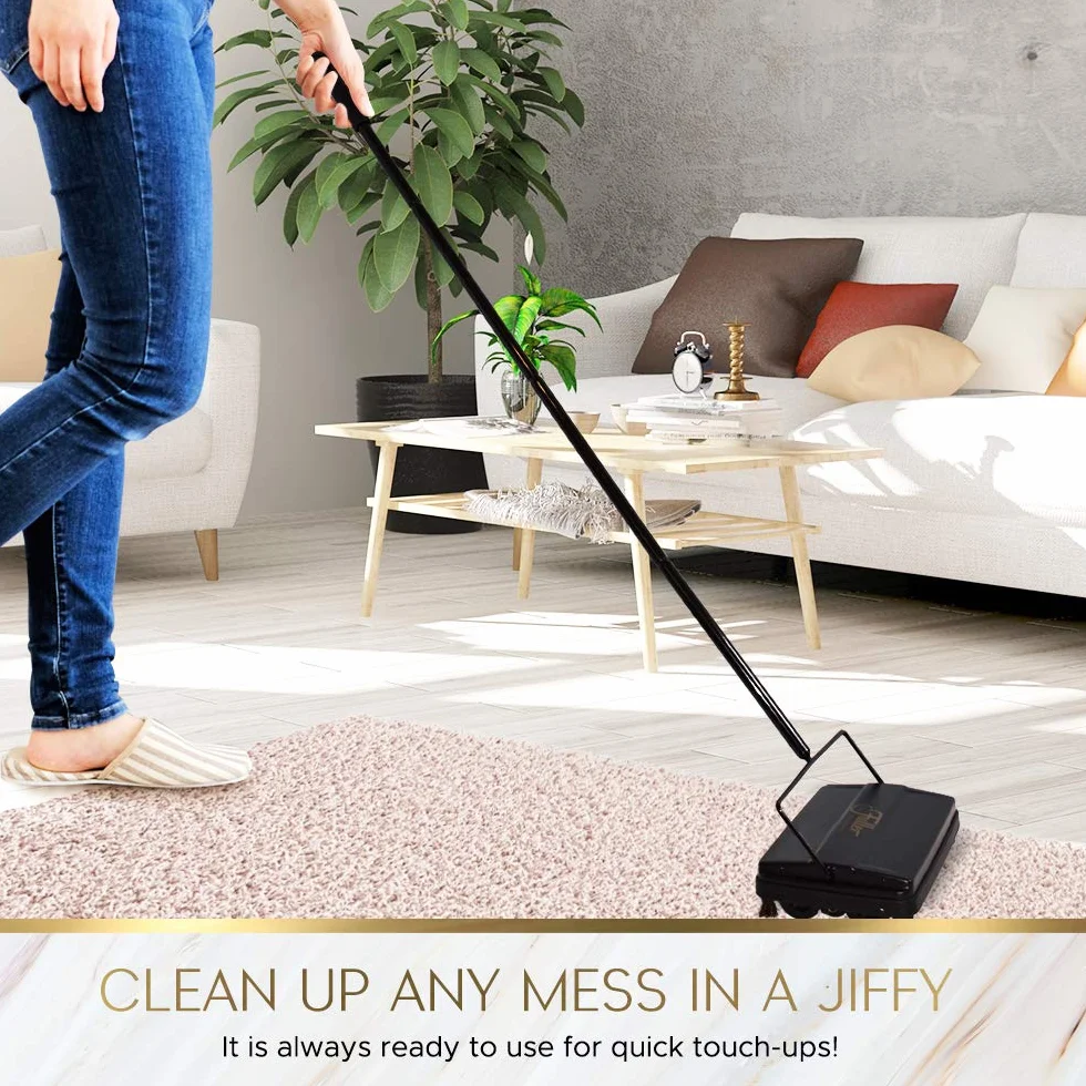 Fuller Brush Barredora electrostática para alfombras y Pisos con Rotor de Goma Adicional, 9 Pulgadas, Color Dorado Rico