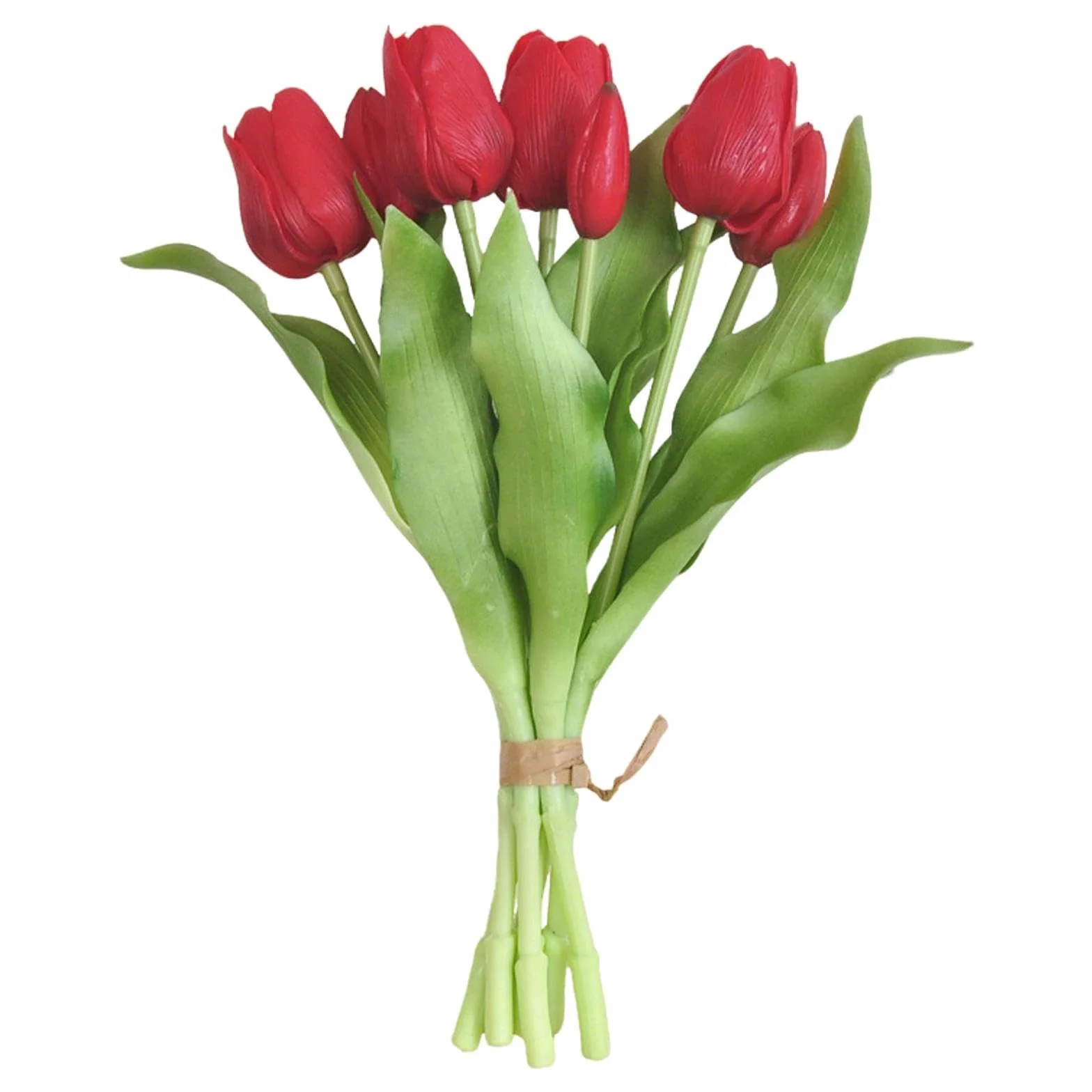 Flores Artificiales Tulipanes Ramo Planta Artificial Decoracion para Mesa Fiestas Hogar (Rojo)