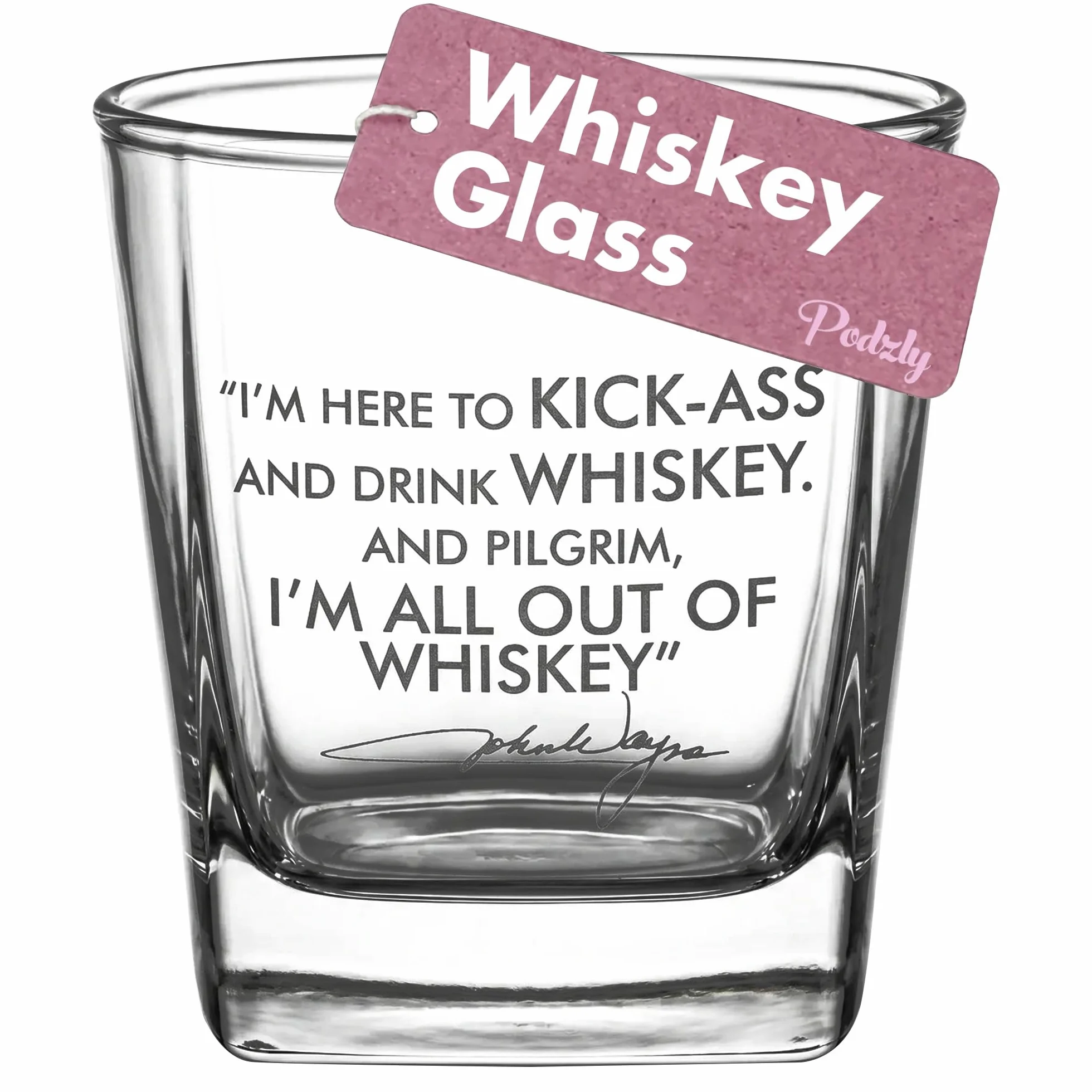 Vaso de cóctel de whisky con cita de John Wayne, copas de bourbon únicas, perfectas, divertidas e ideales como regalo para padres o abuelos, con fondo grueso, doble anticuado, 10 onzas