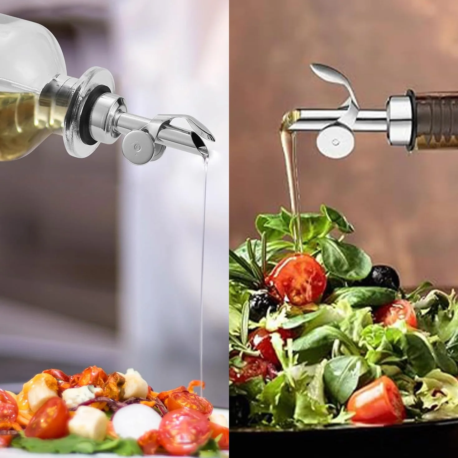 Vertedor de Aceite de Oliva Acero Inoxidable Anti-Fugas Anti-Oxidación Dosificador Boquilla Plegable 2 Unidades