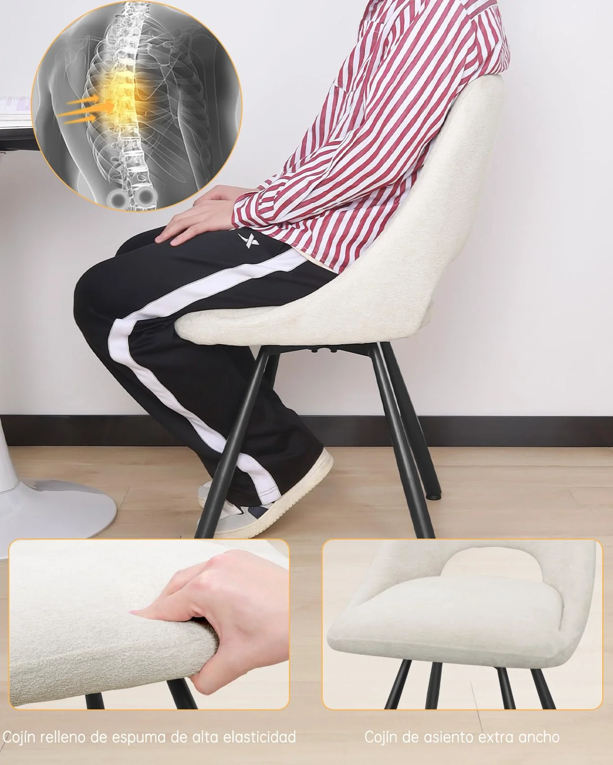 LEWE Sillas de Comedor Giratorias Juego de 4, Silla de Cocina, Silla giratoria 360°, Tapizadas, para Comedor salón Dormitorio, con algodón imitación Cachemira - Beige