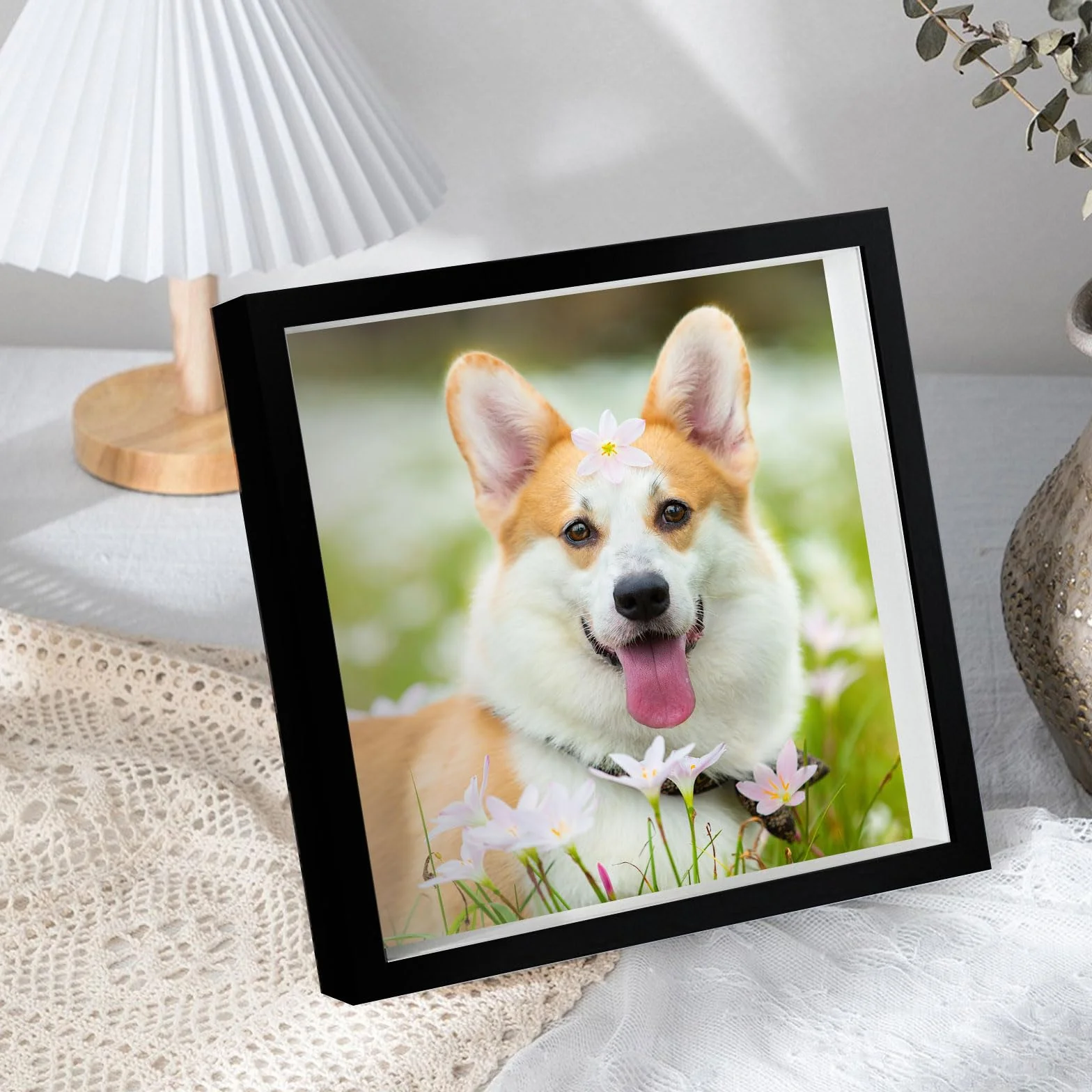 3D Marco de Fotos, 2 Piezas Marcos con Profundidad 20x20 cm, Marco de Objeto Rellenable Forma Cuadrada para Medallas Flores Secas Souvenirs Fotografías, Marcos con Profundidad 3cm(Negro)