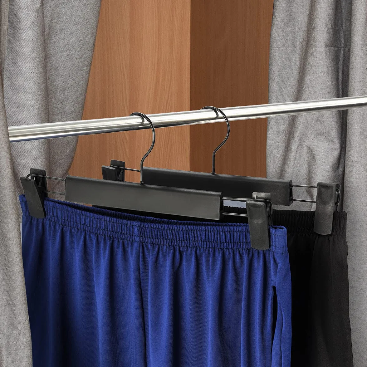 GUANJUNE Perchas para Pantalones Colgadores de Falda Ahorran Espacio Ganchos Giratorios 360° Clips Ajustables 10 Piezas Negro