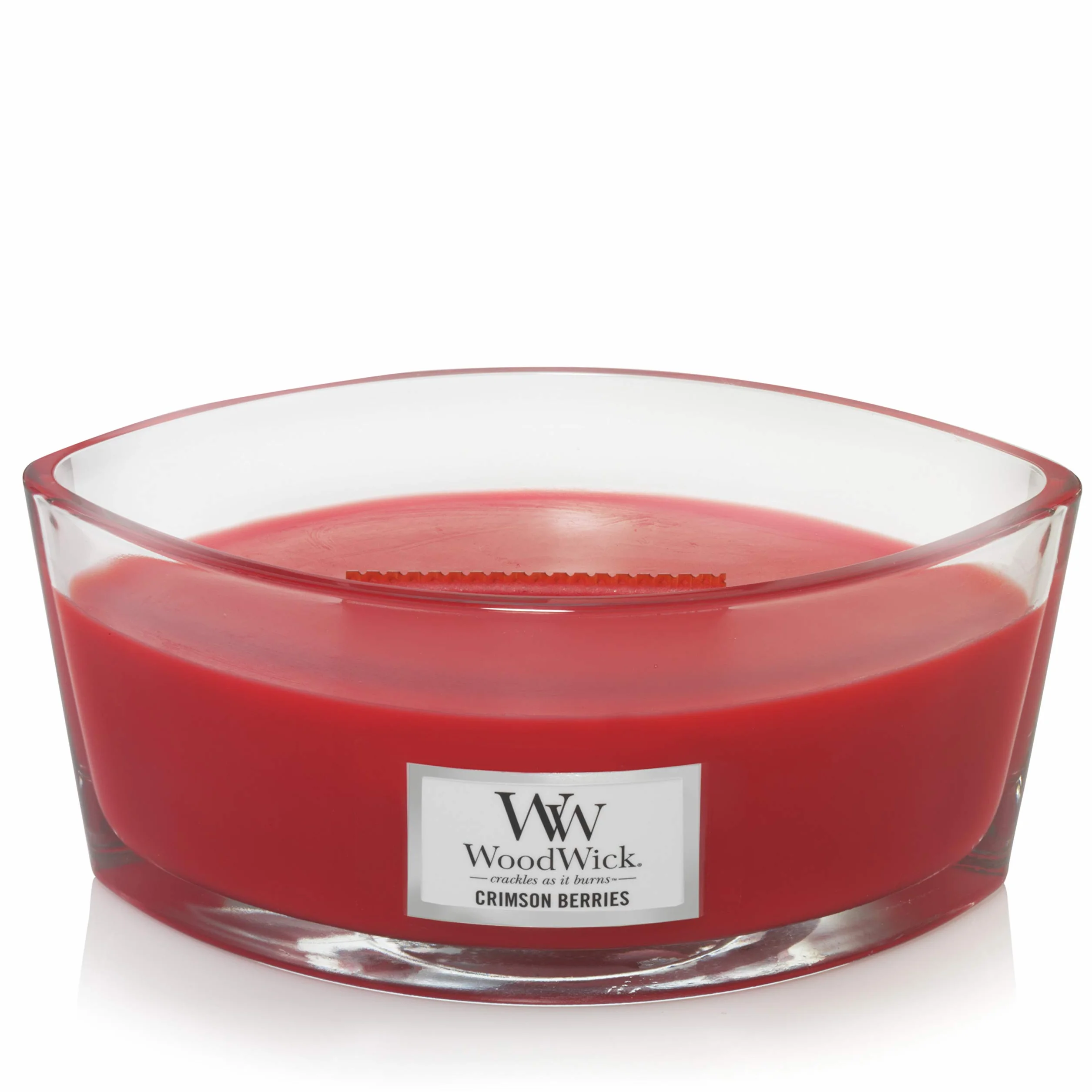 Woodwick Ellipse Vela perfumada con mecha crepitante | Crimson Berries | Hasta 50 horas de duración | Regalos para mujeres