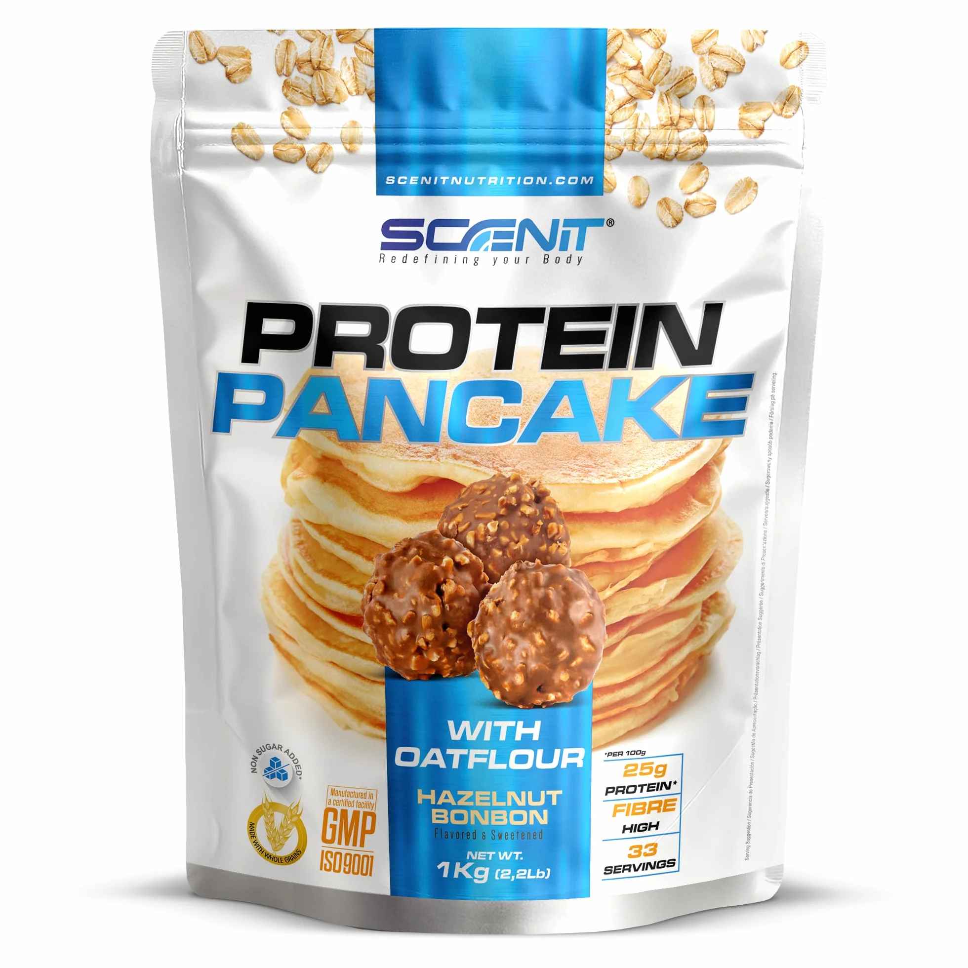Protein Pancake 1 kg Con Harina de Avena 25% Proteínas Alto en Fibra Bombon Avellana