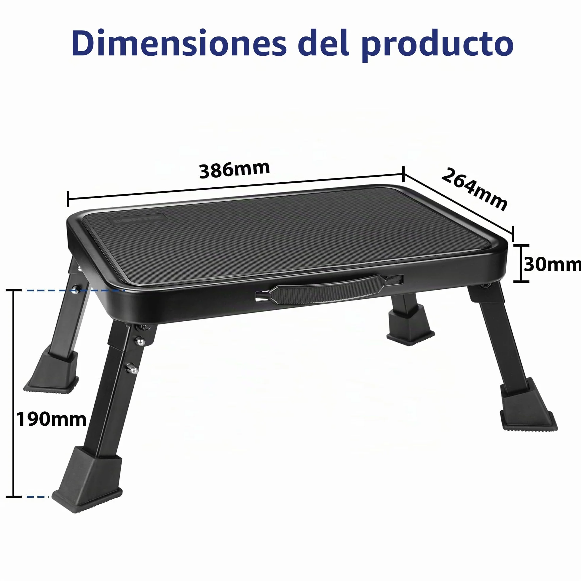 BONTEC Taburete Plegable Escalera Plegable 150 kg Capacidad de Peso Multifuncional Portátil Negro