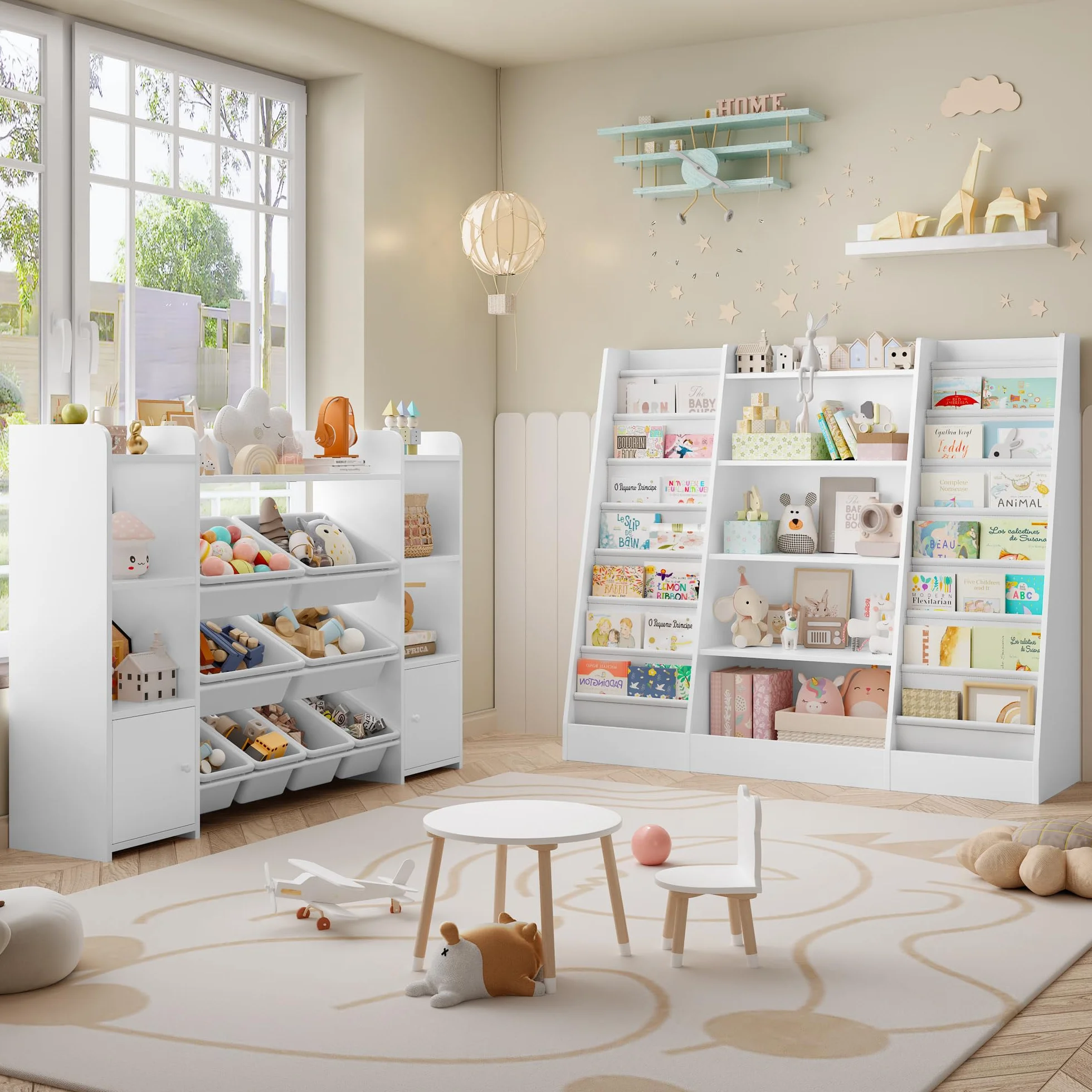 FOREHILL Mueble Almacenaje Juguetes, Librería Infantil Montessori, Estantería Infantil para Jugetes y Libros, Organizador Juguetes Infantil, Blanco, 3 Filas, 129 x 120 x 35 cm