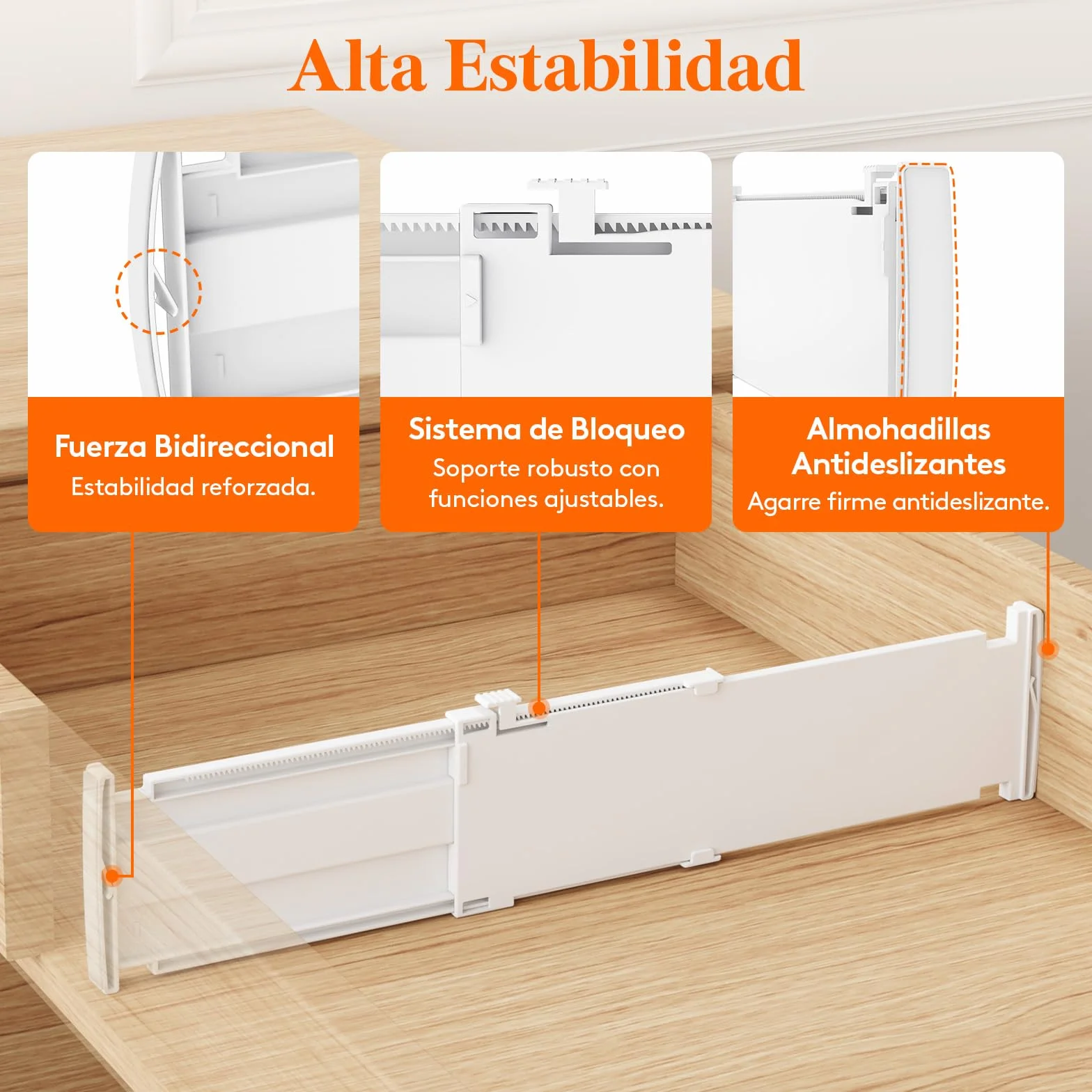 Lifewit Separadores de Cajones para Altura 10 cm, Ancho 35-55cm Divisores Ajustables para Armarios de Ropa, Organizador Plastico para Vestidores, Cocina, Baño, Tocadores y Escritorios, Juego de 4