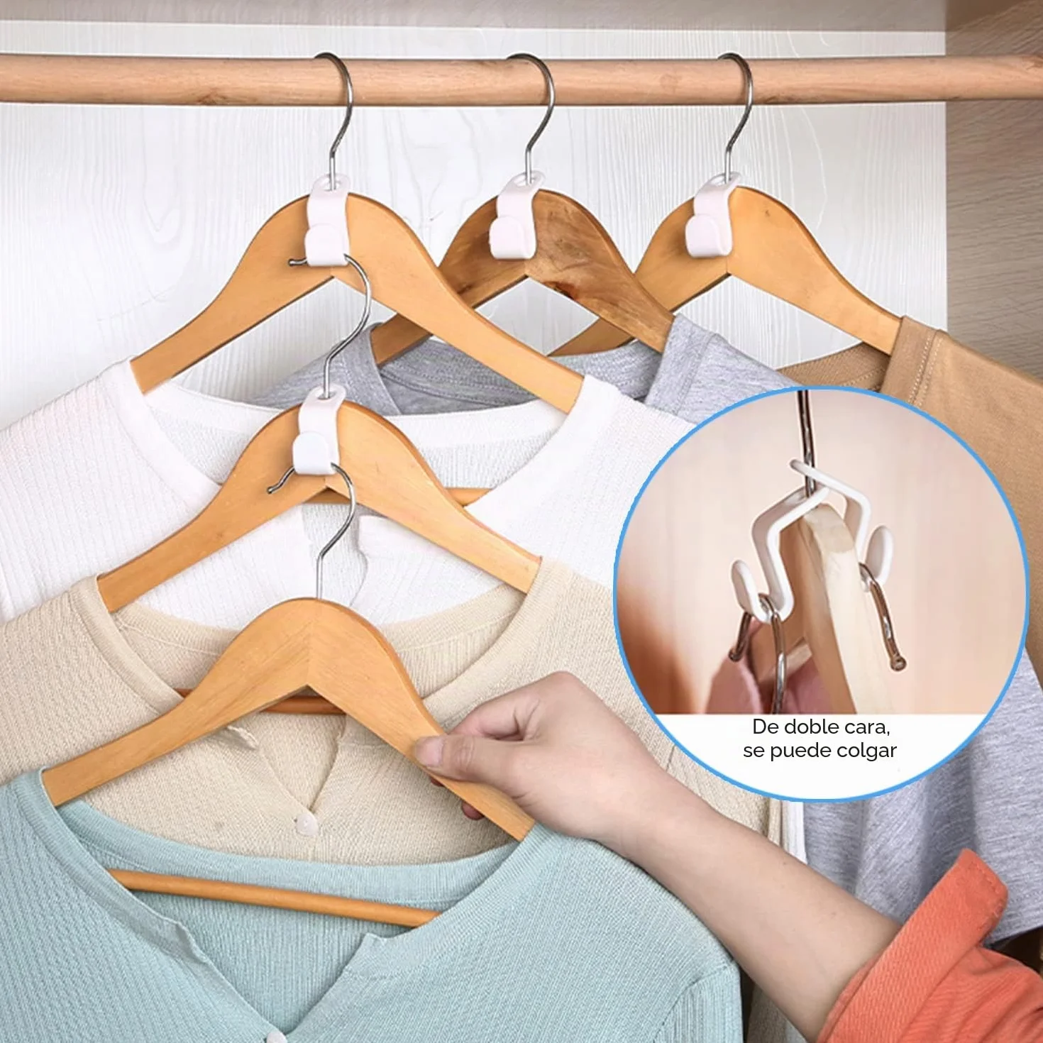 50 PCS Perchas de Ropa en Cascada, Ganchos de Conexión Ganchos para Ropa Ganchos Conectores para Organizador de Guardarropa Soporte para Corbatas (Blanco)