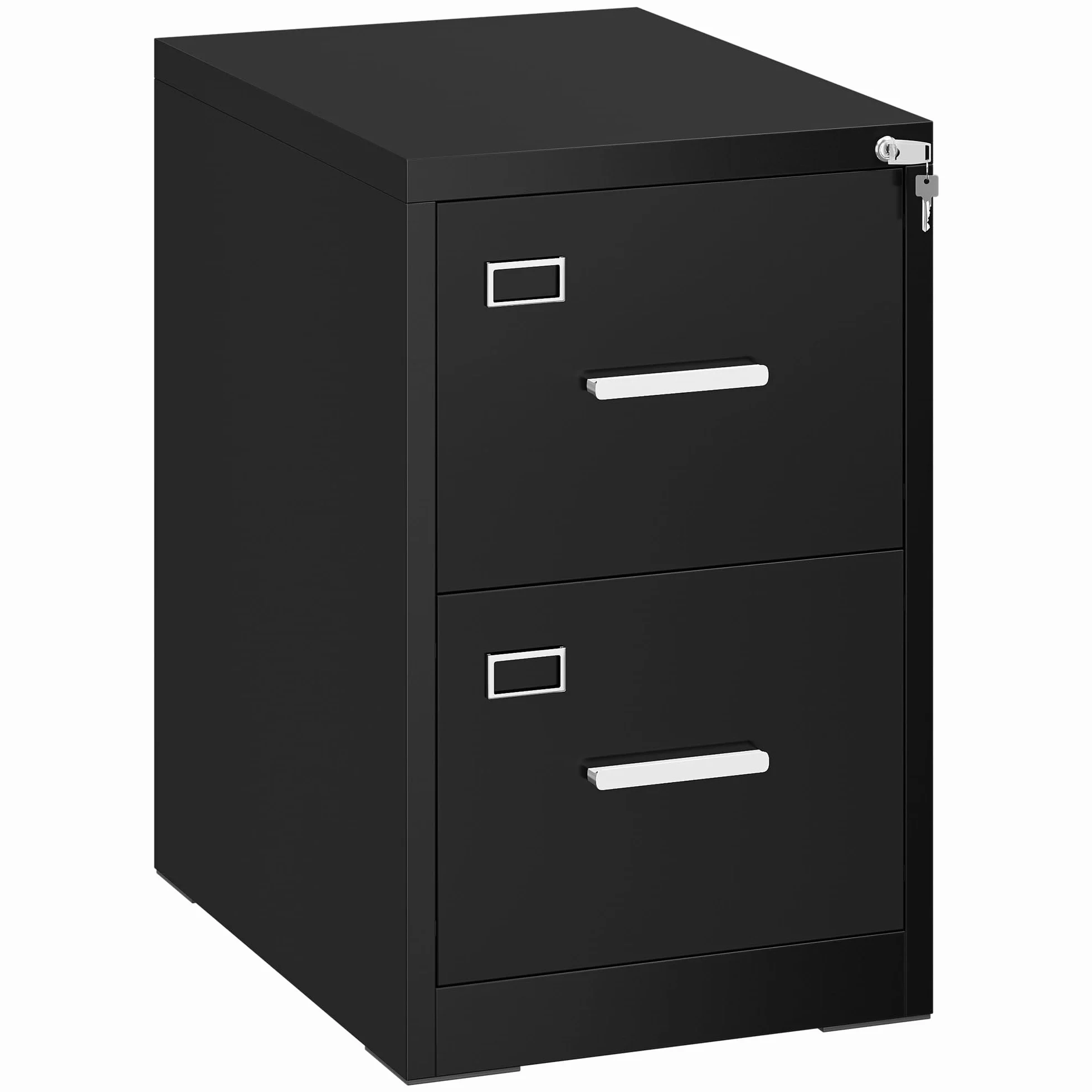 YITAHOME Archivador con cerradura con 2 cajones, archivadores de metal con tarjeta cue para A4, legal, carta, armario de oficina, armario de metal para oficina en casa, archivador colgante, negro, 62