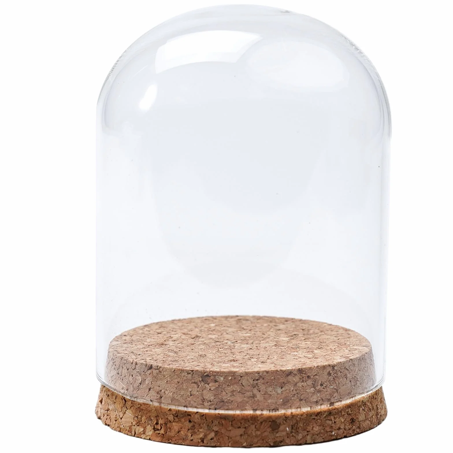 Gdfnmogo Cubierta de cúpula de cristal para plantas suculentas y flores, cristal transparente hecho a mano con base de corcho de madera natural, decoración de mesa para sala de estar, dormitorio