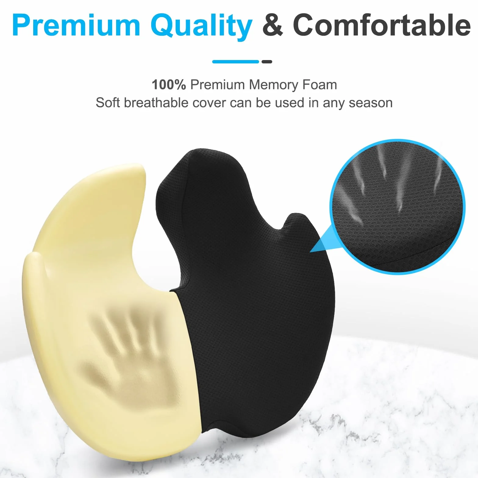 Cojín de Asiento Espuma Viscoelástica Ergonómico para Silla de Oficina y Hogar
